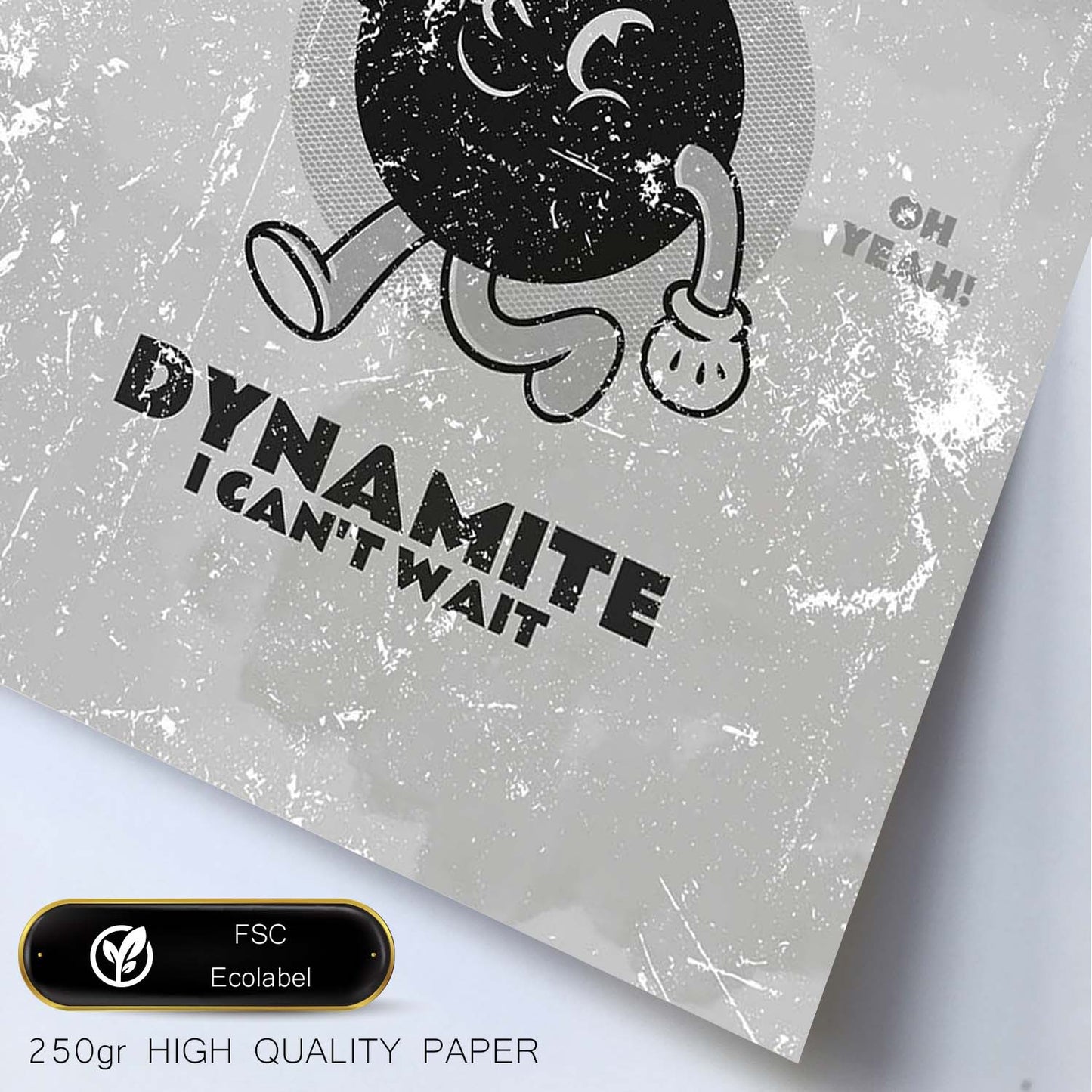 Lámina Eres dinamita. Pósters con ilustraciones de dibujos retro en tonos grises.-Artwork-Nacnic-Nacnic Estudio SL