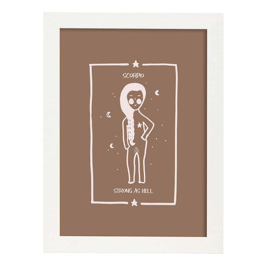 Lámina Escorpio. Pósters con ilustraciones femeninas de los signos del zodíaco.-Artwork-Nacnic-A4-Marco Blanco-Nacnic Estudio SL