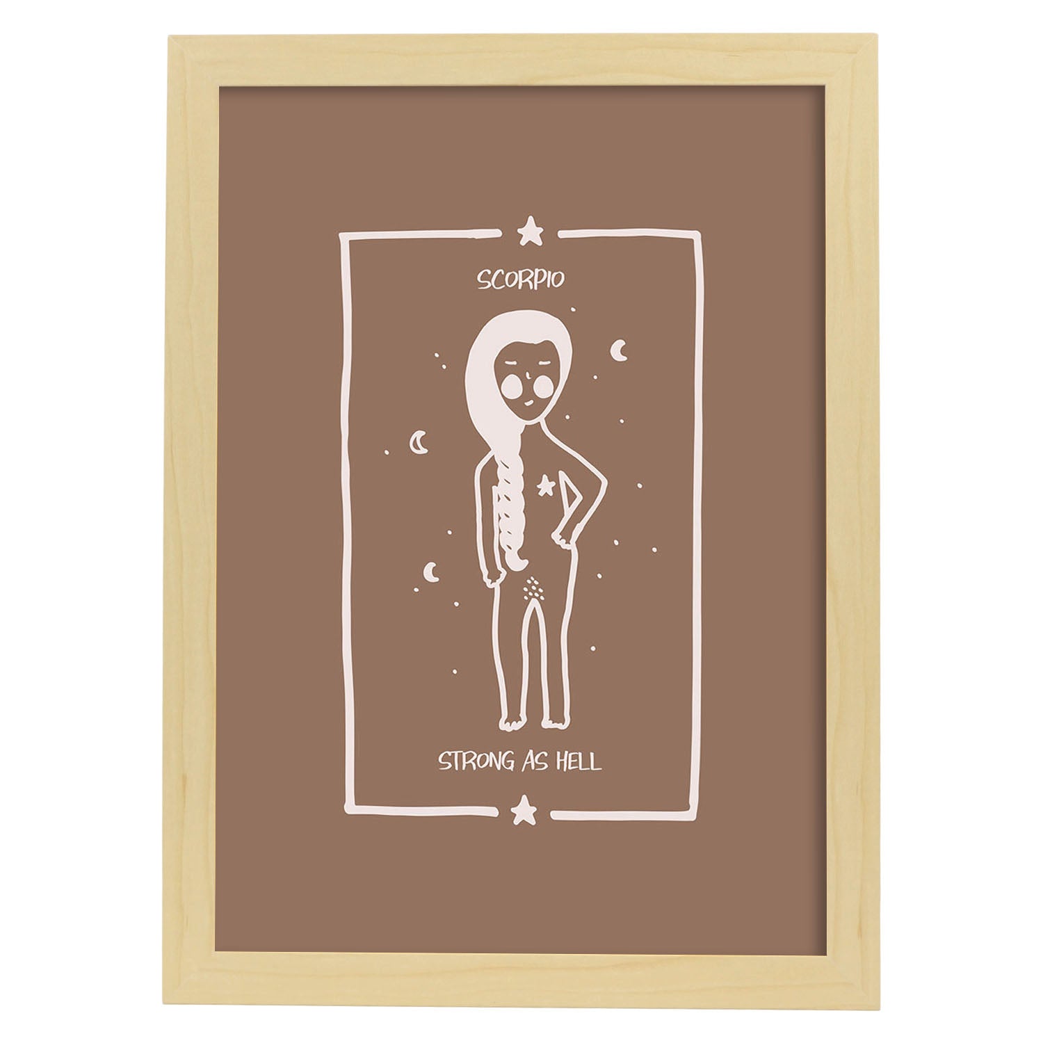 Lámina Escorpio. Pósters con ilustraciones femeninas de los signos del zodíaco.-Artwork-Nacnic-A4-Marco Madera clara-Nacnic Estudio SL