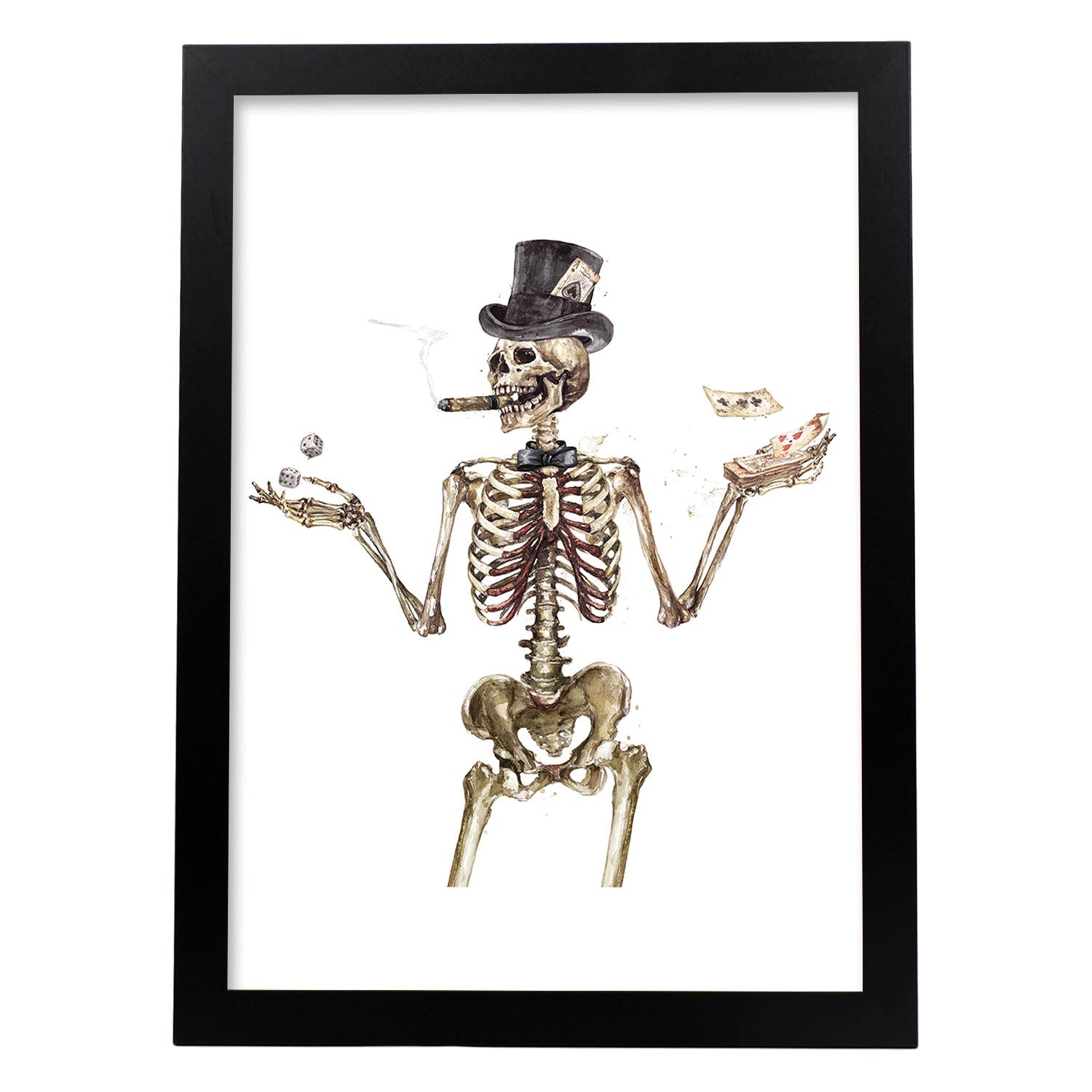 Lámina Esqueleto adinerado. Posters con imágenes de Calaveras.-Artwork-Nacnic-A3-Marco Negro-Nacnic Estudio SL
