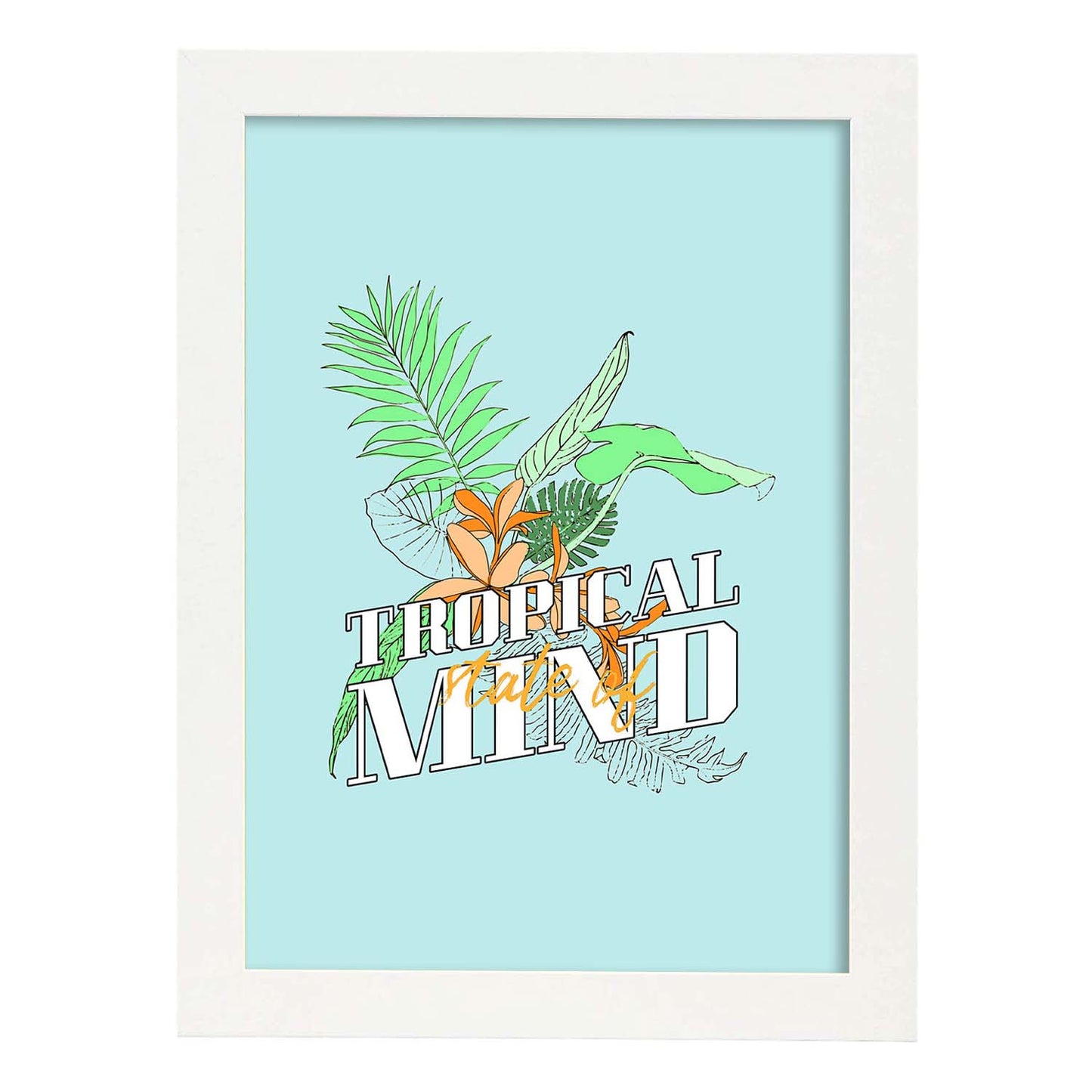 Lámina Estado mental: tropical. Pósters con ilustraciones florales en tonos pastel.-Artwork-Nacnic-A4-Marco Blanco-Nacnic Estudio SL