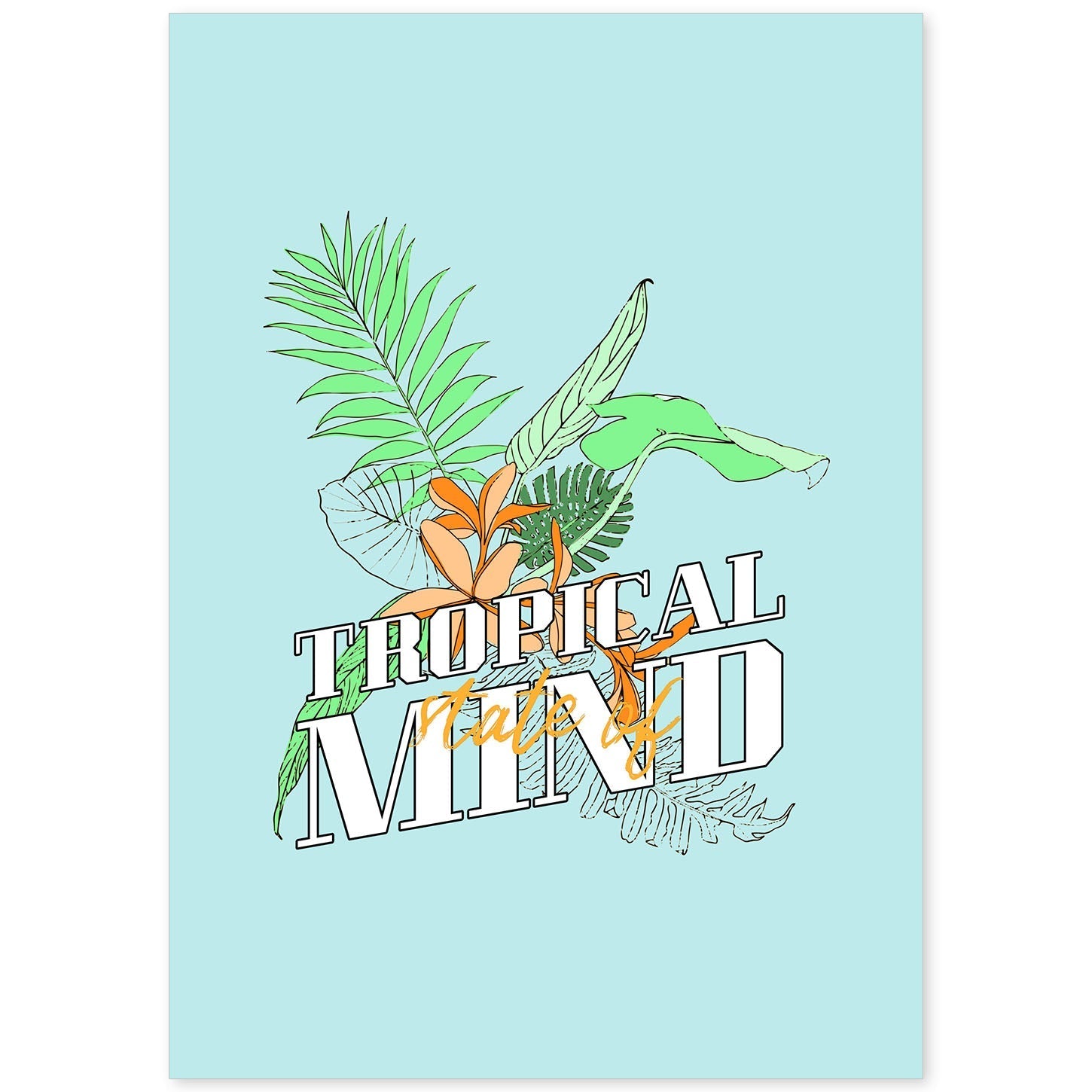 Lámina Estado mental: tropical. Pósters con ilustraciones florales en tonos pastel.-Artwork-Nacnic-A4-Sin marco-Nacnic Estudio SL