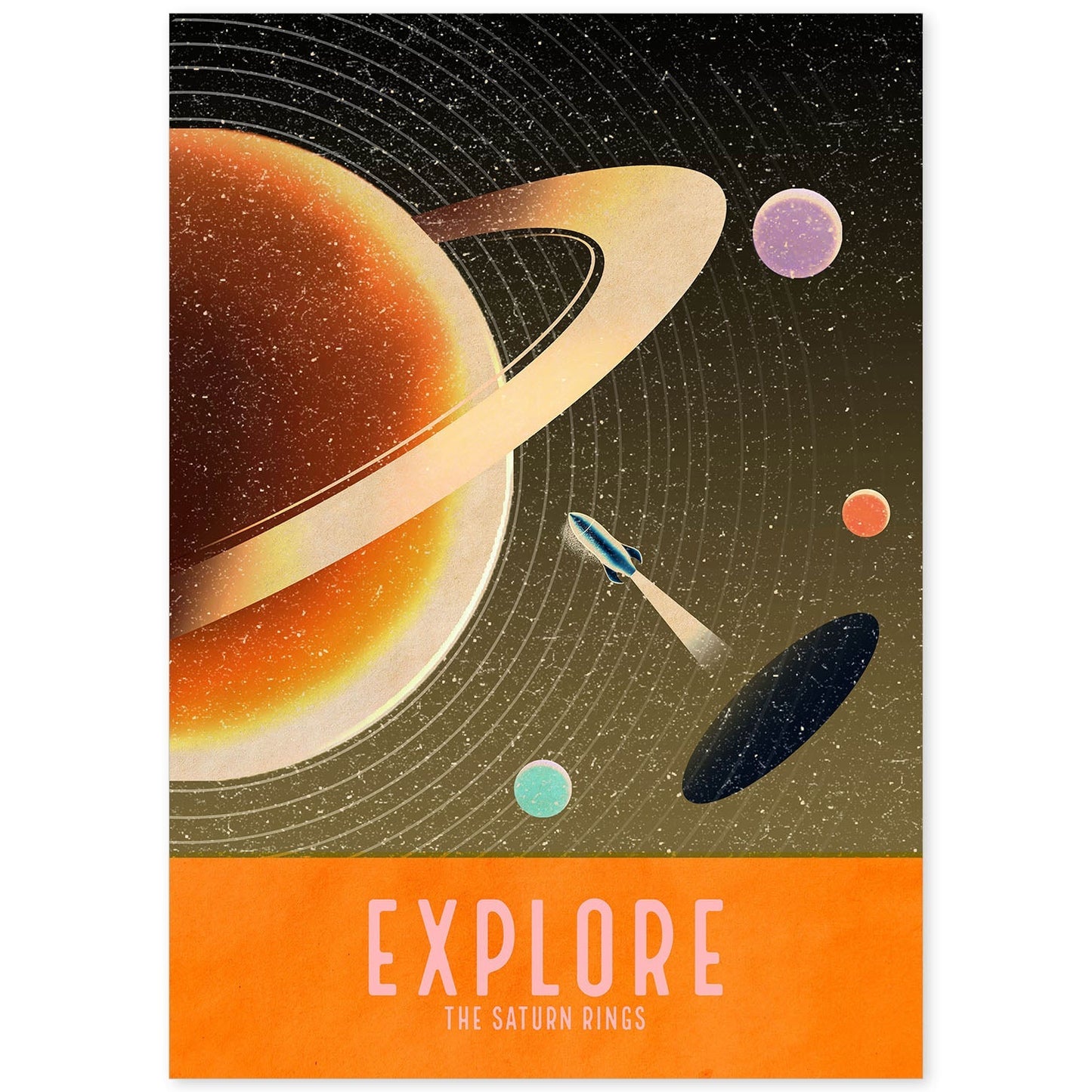 Lámina Explora. Pósters con detalladas ilustraciones del espacio. Coloridas imágenes de satélites, estrellas y planetas.-Artwork-Nacnic-A4-Sin marco-Nacnic Estudio SL
