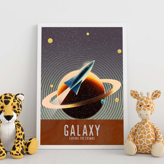 Lámina Galaxia. Pósters con detalladas ilustraciones del espacio. Coloridas imágenes de satélites, estrellas y planetas.-Artwork-Nacnic-Nacnic Estudio SL