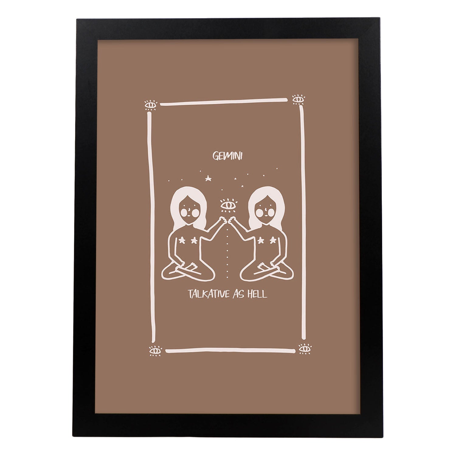 Lámina Géminis. Pósters con ilustraciones femeninas de los signos del zodíaco.-Artwork-Nacnic-A3-Marco Negro-Nacnic Estudio SL