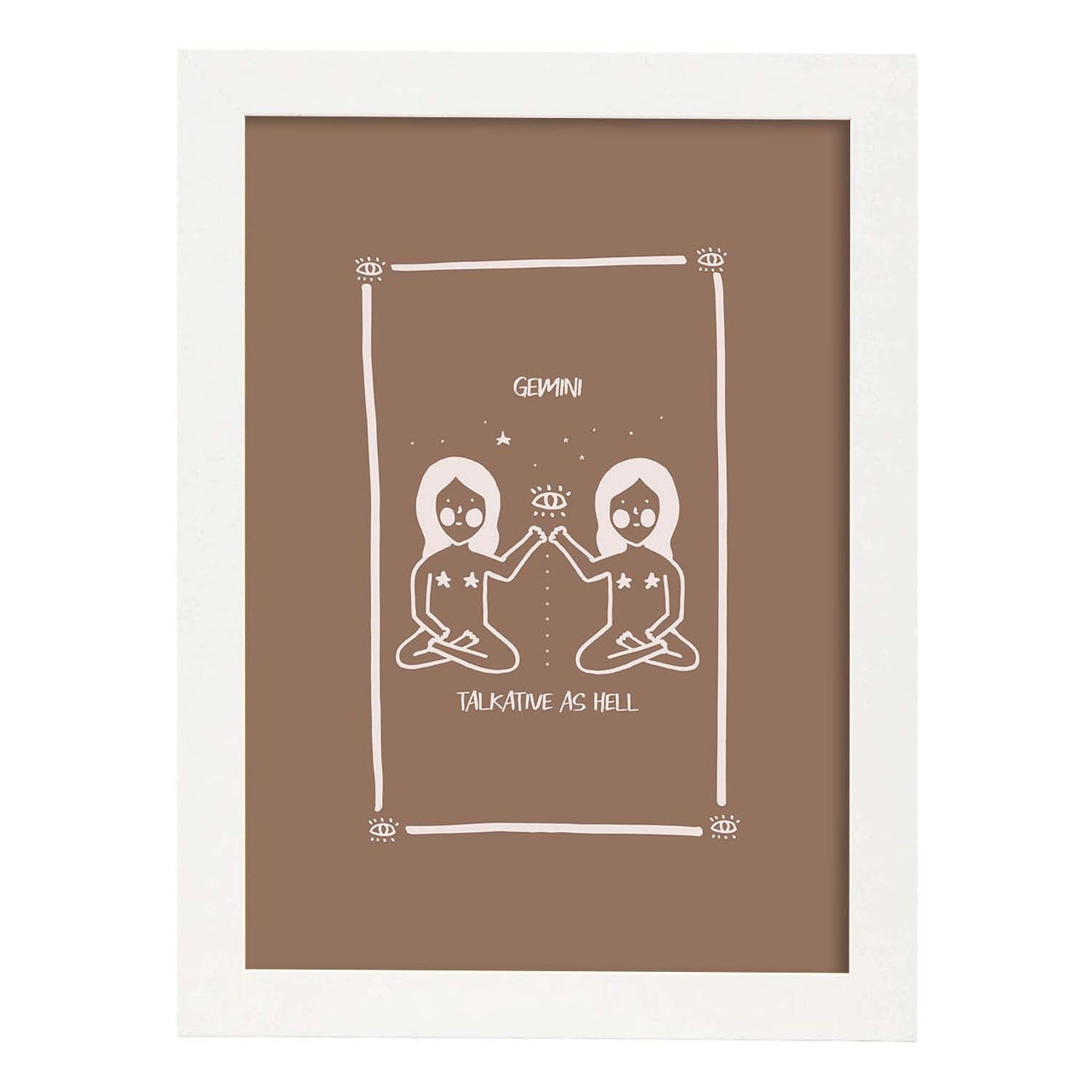 Lámina Géminis. Pósters con ilustraciones femeninas de los signos del zodíaco.-Artwork-Nacnic-A4-Marco Blanco-Nacnic Estudio SL