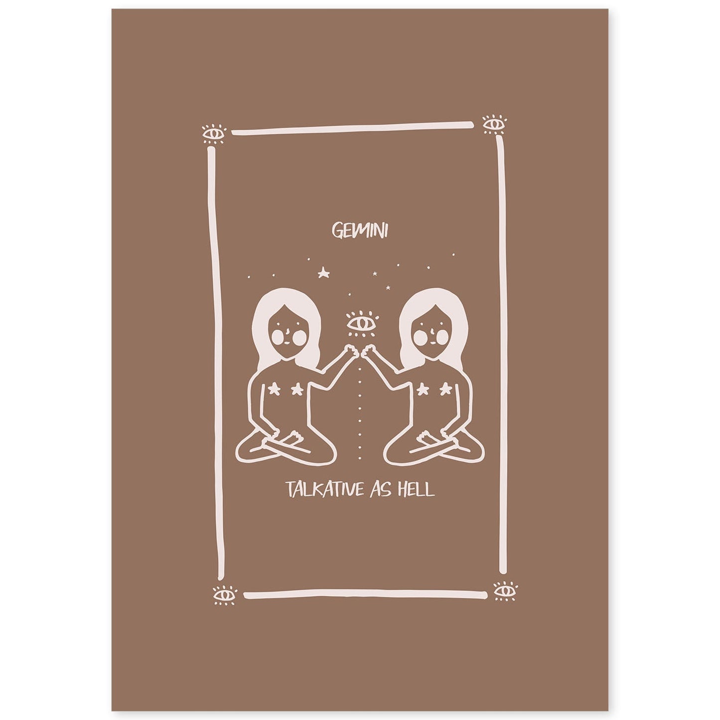 Lámina Géminis. Pósters con ilustraciones femeninas de los signos del zodíaco.-Artwork-Nacnic-A4-Sin marco-Nacnic Estudio SL