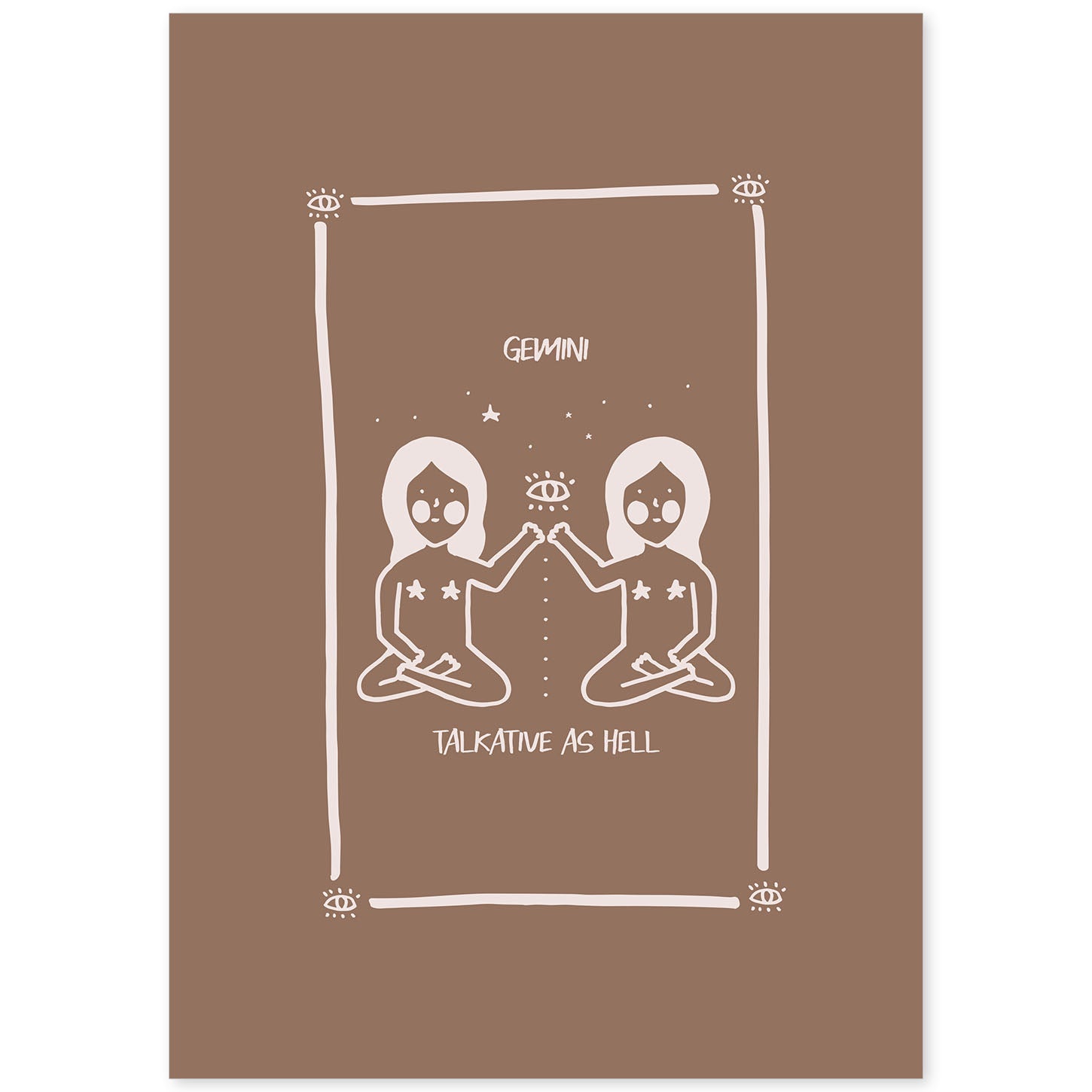 Lámina Géminis. Pósters con ilustraciones femeninas de los signos del zodíaco.-Artwork-Nacnic-A4-Sin marco-Nacnic Estudio SL
