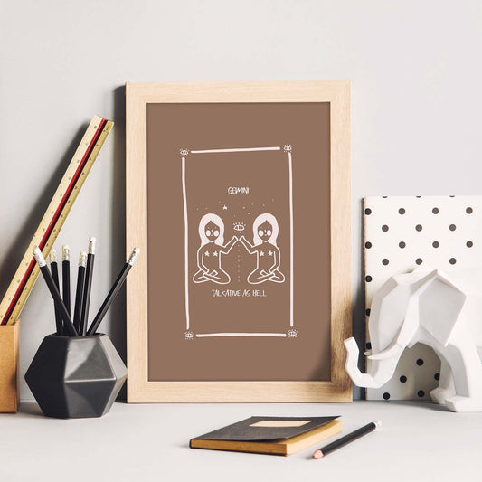 Lámina Géminis. Pósters con ilustraciones femeninas de los signos del zodíaco.-Artwork-Nacnic-Nacnic Estudio SL