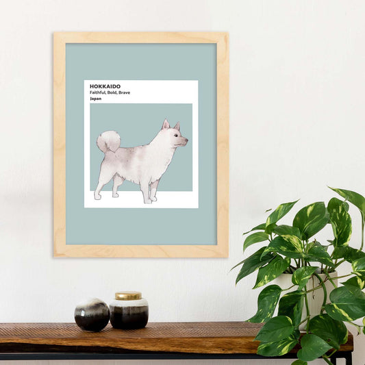 Lámina Hokkaido. Pósters con ilustraciones de razas de perro en tonos cálidos y pastel.-Artwork-Nacnic-Nacnic Estudio SL