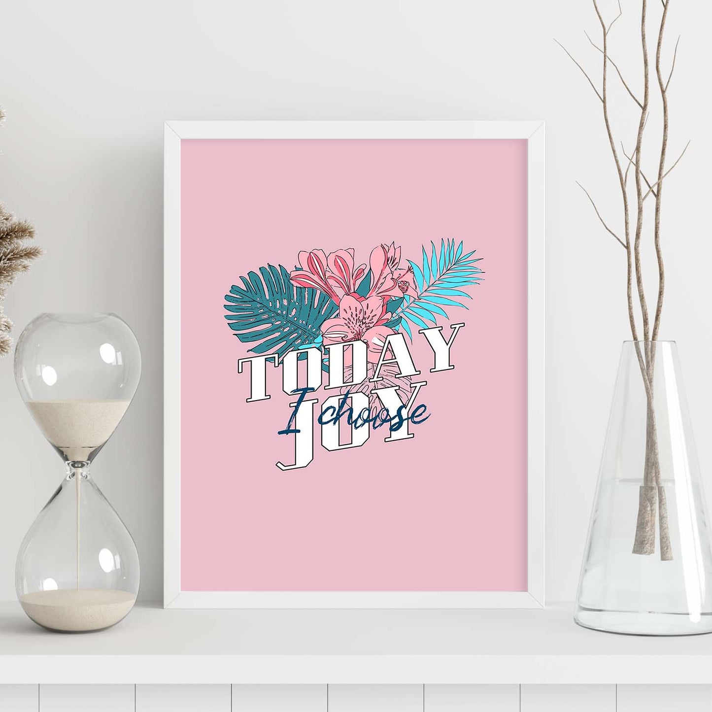 Lámina Hoy elijo alegría. Pósters con ilustraciones florales en tonos pastel.-Artwork-Nacnic-Nacnic Estudio SL