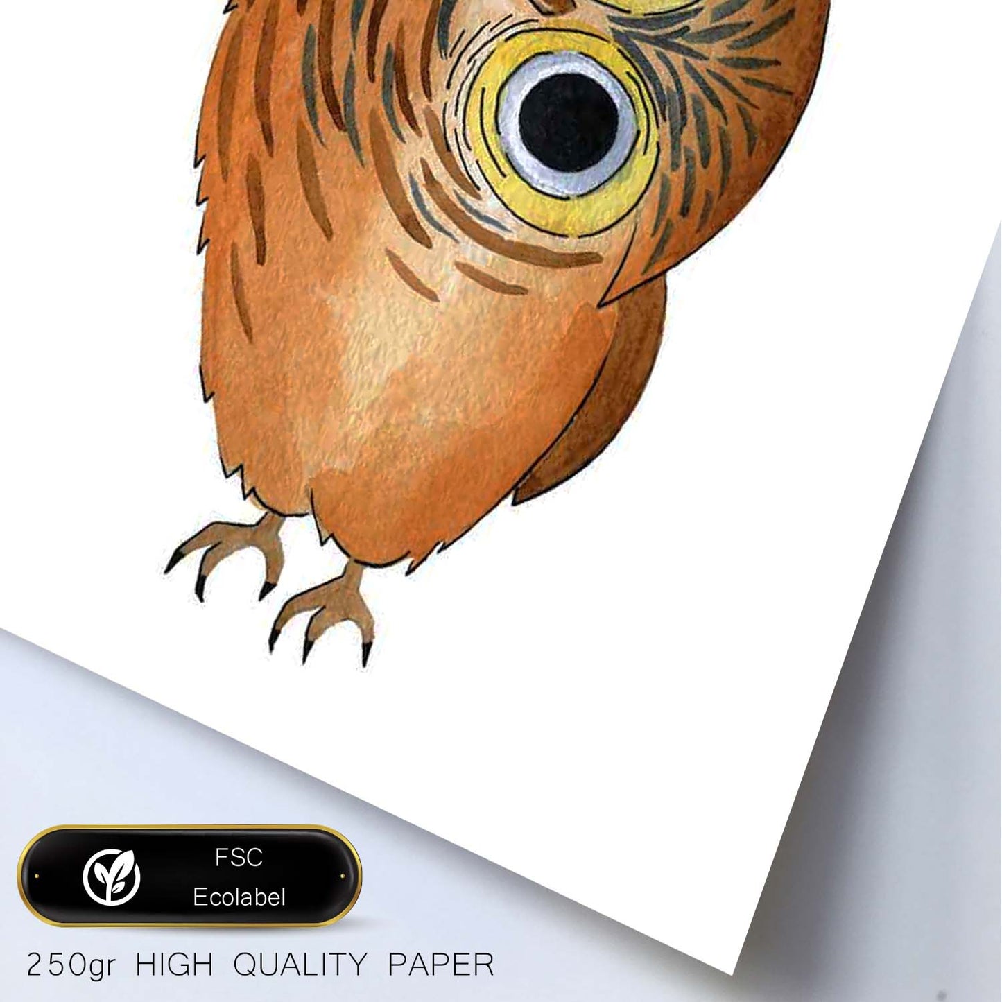 Lámina infantil Buho marron Poster animales infantiles-Artwork-Nacnic-Nacnic Estudio SL