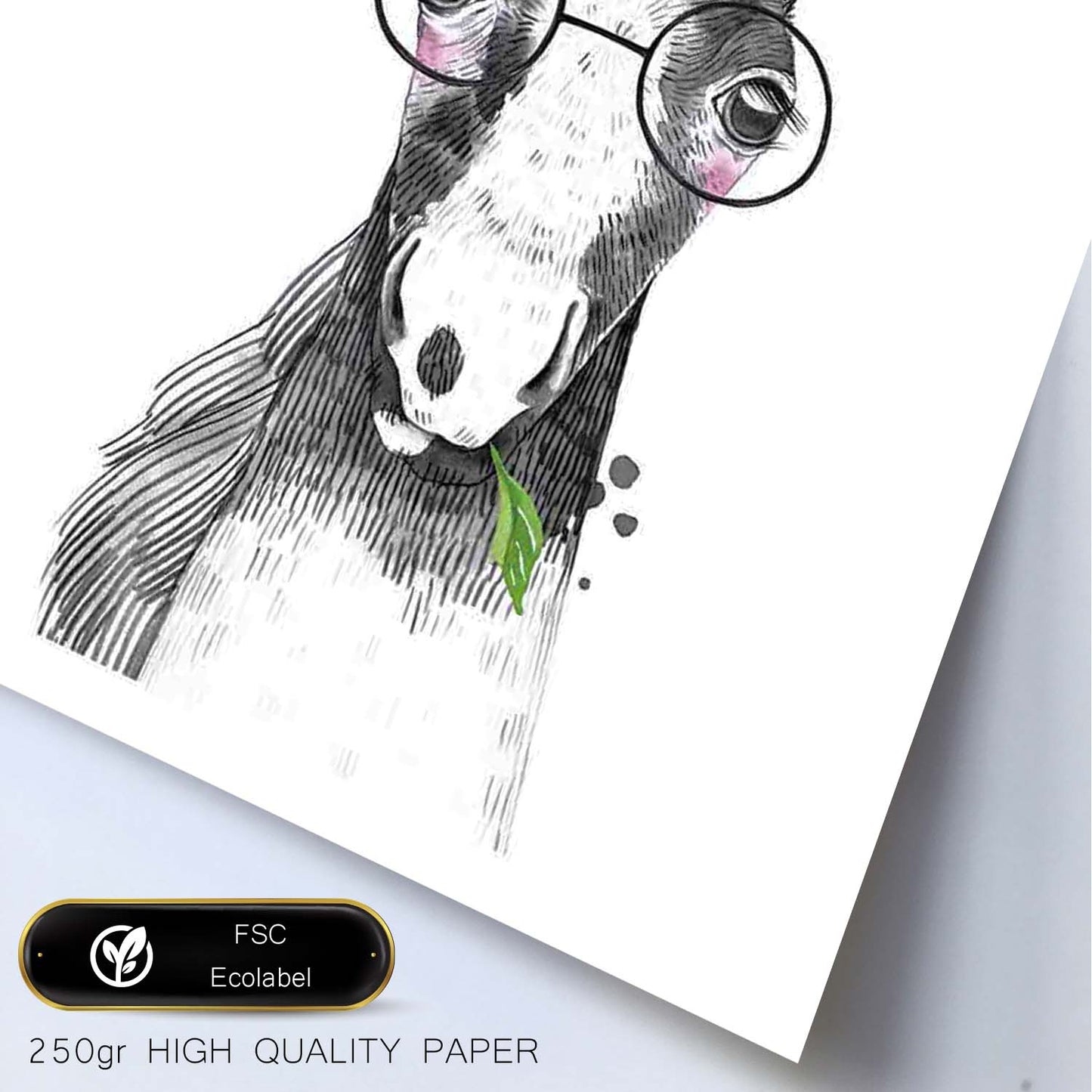 Lámina infantil Caballo bebe con gafas y diadema poster animales infantiles-Artwork-Nacnic-Nacnic Estudio SL