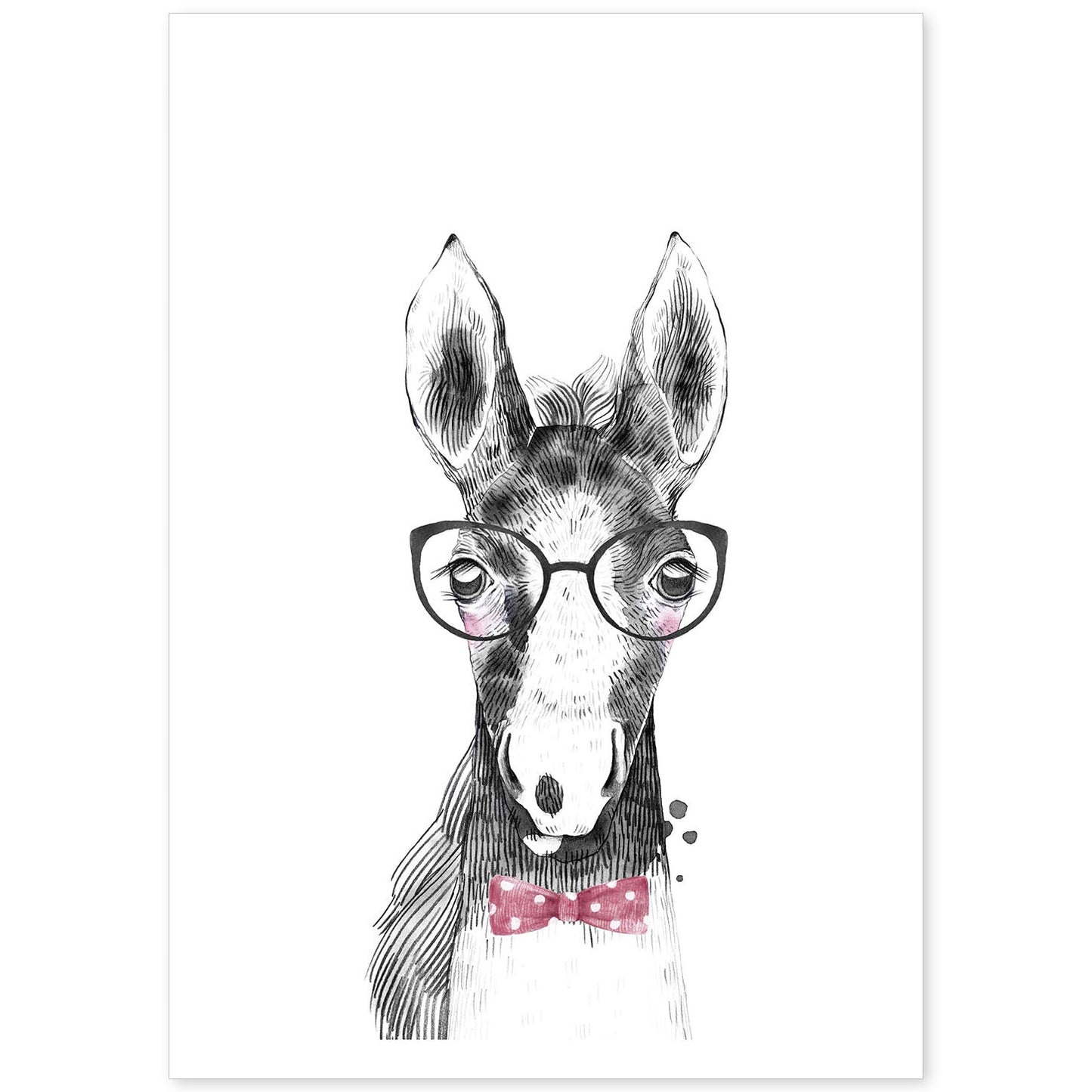 Lámina infantil Caballo bebe con gafas y pajarita Poster infantil-Artwork-Nacnic-A4-Sin marco-Nacnic Estudio SL