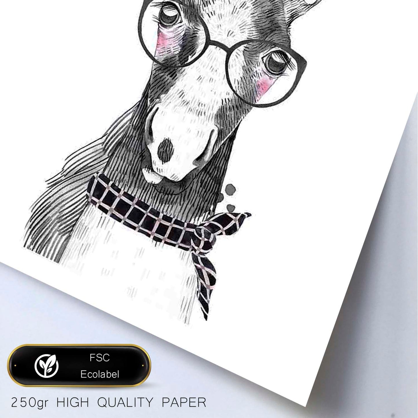 Lámina infantil Caballo bebe con gafas y pañuelo Poster aminales infantiles-Artwork-Nacnic-Nacnic Estudio SL