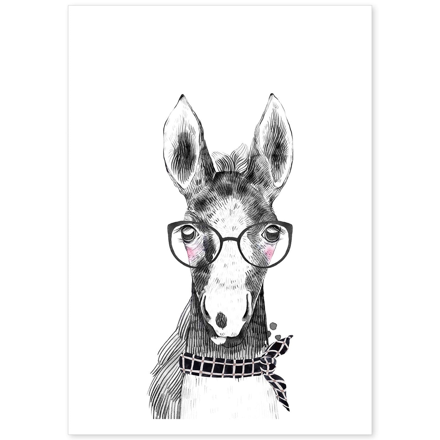 Lámina infantil Caballo bebe con gafas y pañuelo Poster aminales infantiles-Artwork-Nacnic-A4-Sin marco-Nacnic Estudio SL