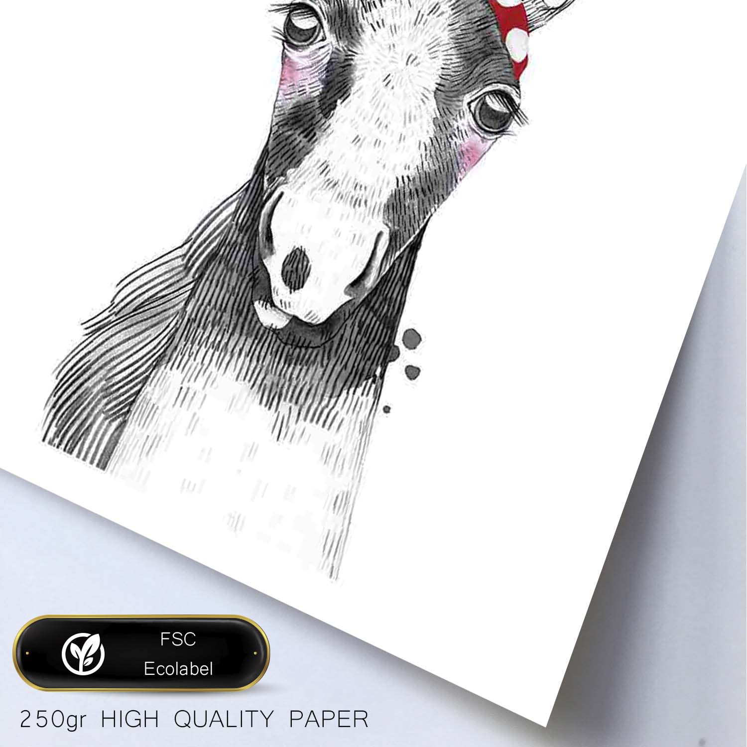 Lámina infantil Caballo bebe con pañuelo en la cabeza poster animales infantiles-Artwork-Nacnic-Nacnic Estudio SL