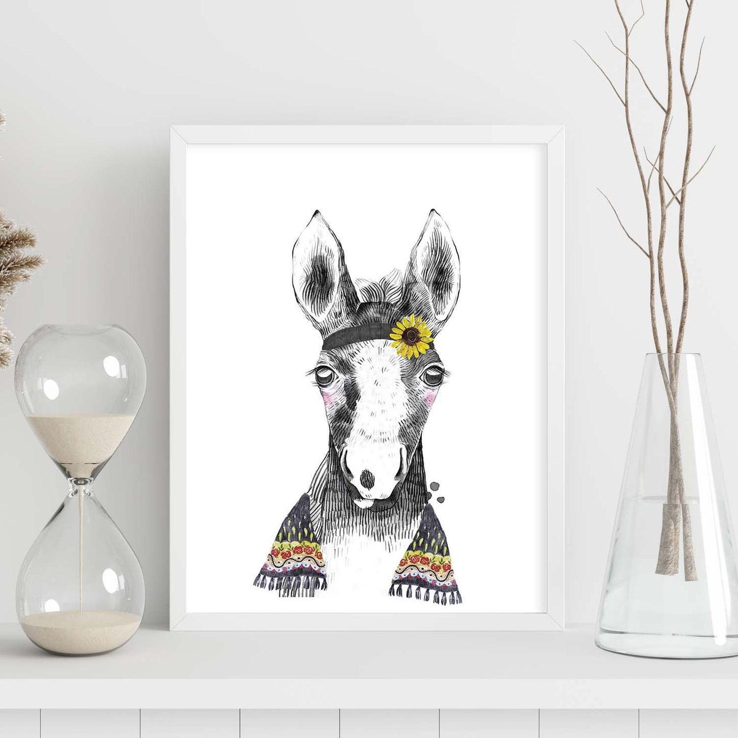 Lámina infantil Caballo bebe con pañuelo y flores poster animales infantiles-Artwork-Nacnic-Nacnic Estudio SL