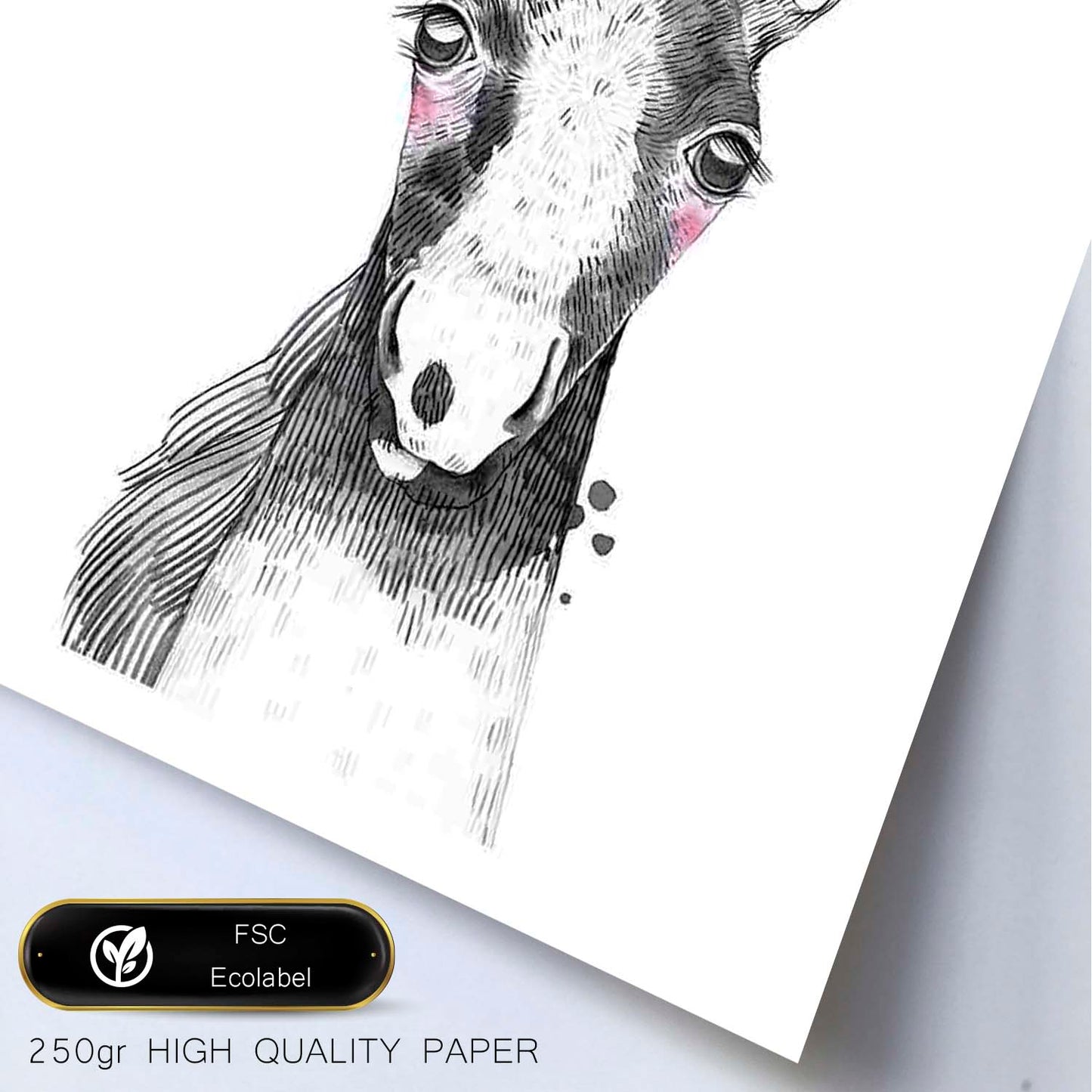 Lámina infantil Caballo bebe en blanco y negro poster animales infantiles-Artwork-Nacnic-Nacnic Estudio SL
