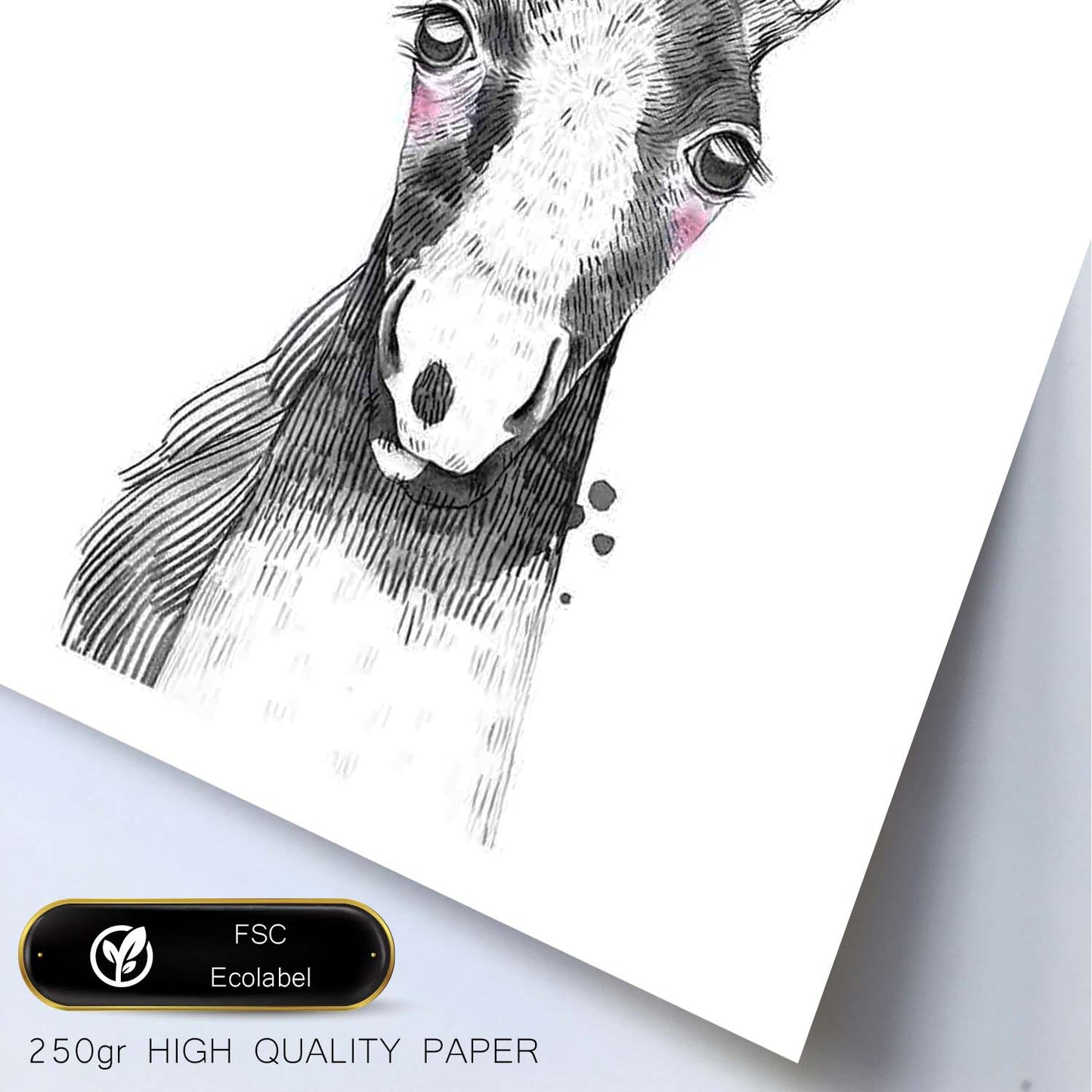 Lámina infantil Caballo bebe en blanco y negro Poster infantil-Artwork-Nacnic-Nacnic Estudio SL