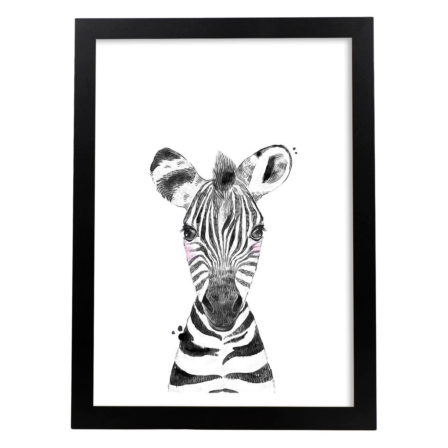 Lámina infantil Cebra blanco y negro infantil Poster animales infantiles-Artwork-Nacnic-A3-Marco Negro-Nacnic Estudio SL