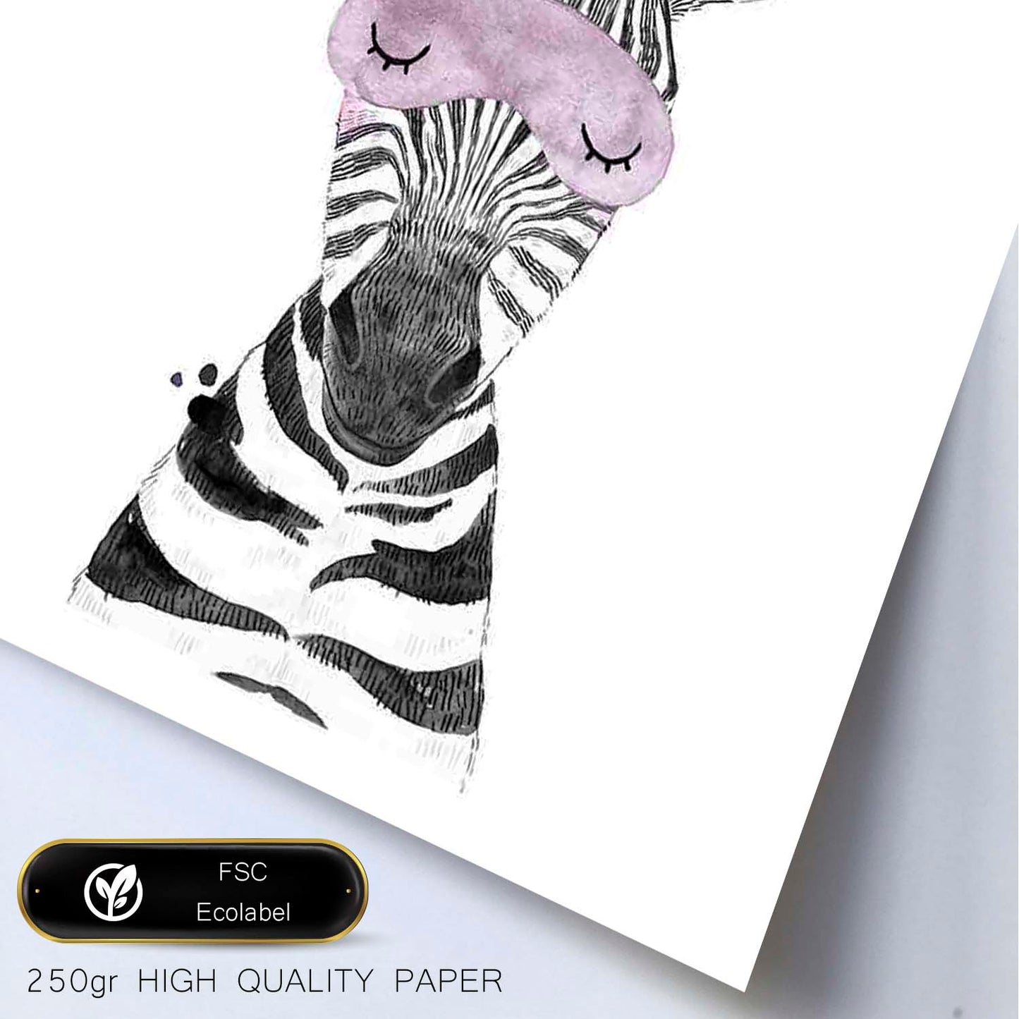 Lámina infantil Cebra infantil a punto de dormir Poster animales infantiles-Artwork-Nacnic-Nacnic Estudio SL