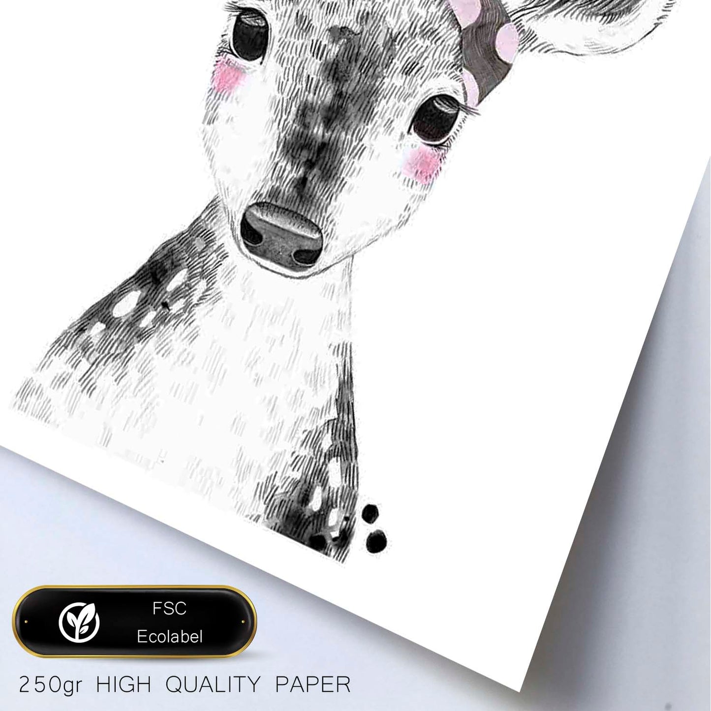 Lámina infantil Ciervo bebe con pañuelo en la cabeza poster animales infantiles-Artwork-Nacnic-Nacnic Estudio SL