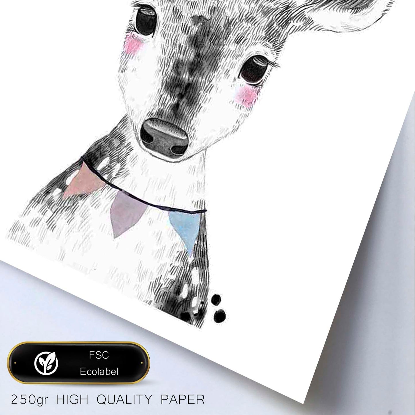 Lámina infantil Ciervo bebe de fiesta poster animales infantiles-Artwork-Nacnic-Nacnic Estudio SL