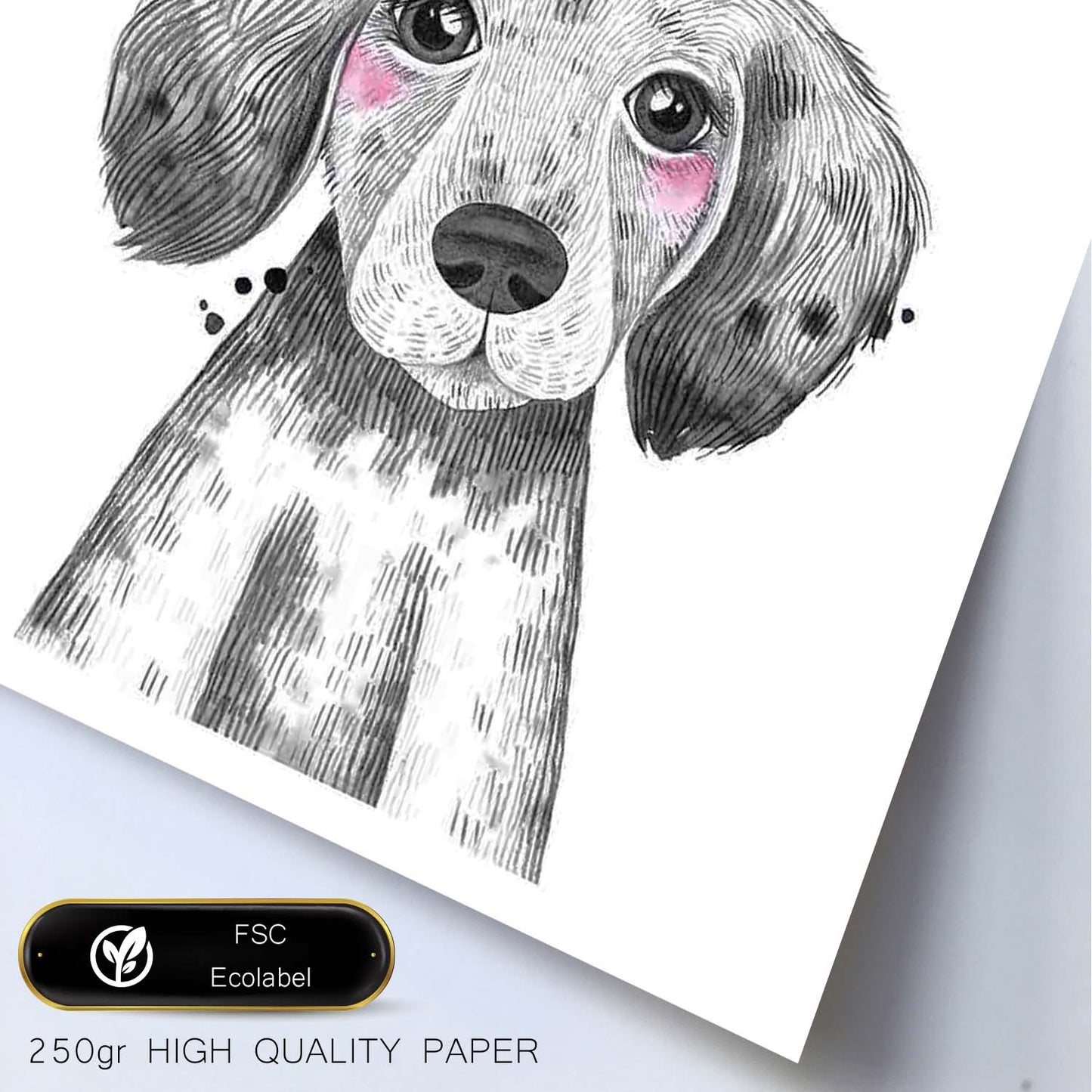 Lámina infantil Perro bebe blanco y negro Poster animales infantiles-Artwork-Nacnic-Nacnic Estudio SL