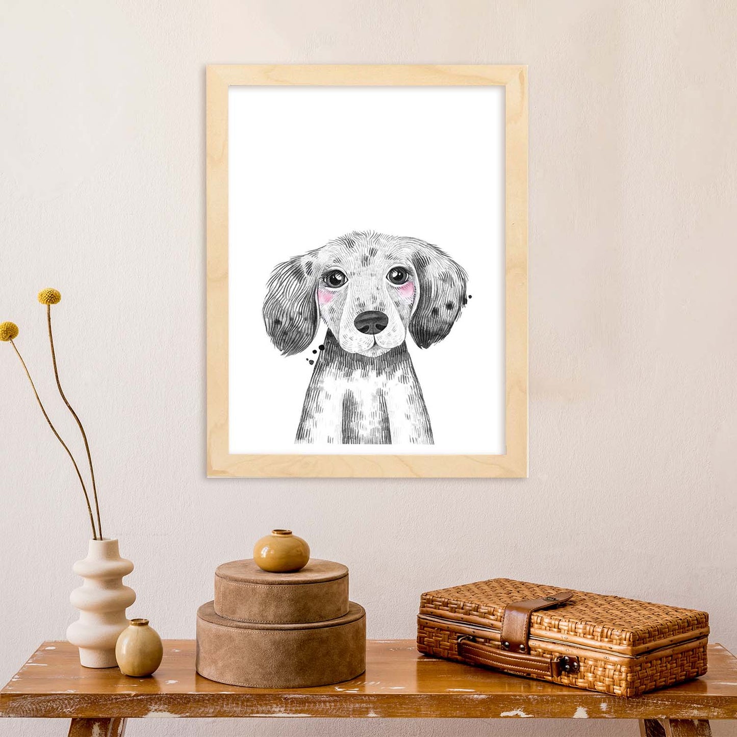 Lámina infantil Perro bebe blanco y negro Poster animales infantiles-Artwork-Nacnic-Nacnic Estudio SL
