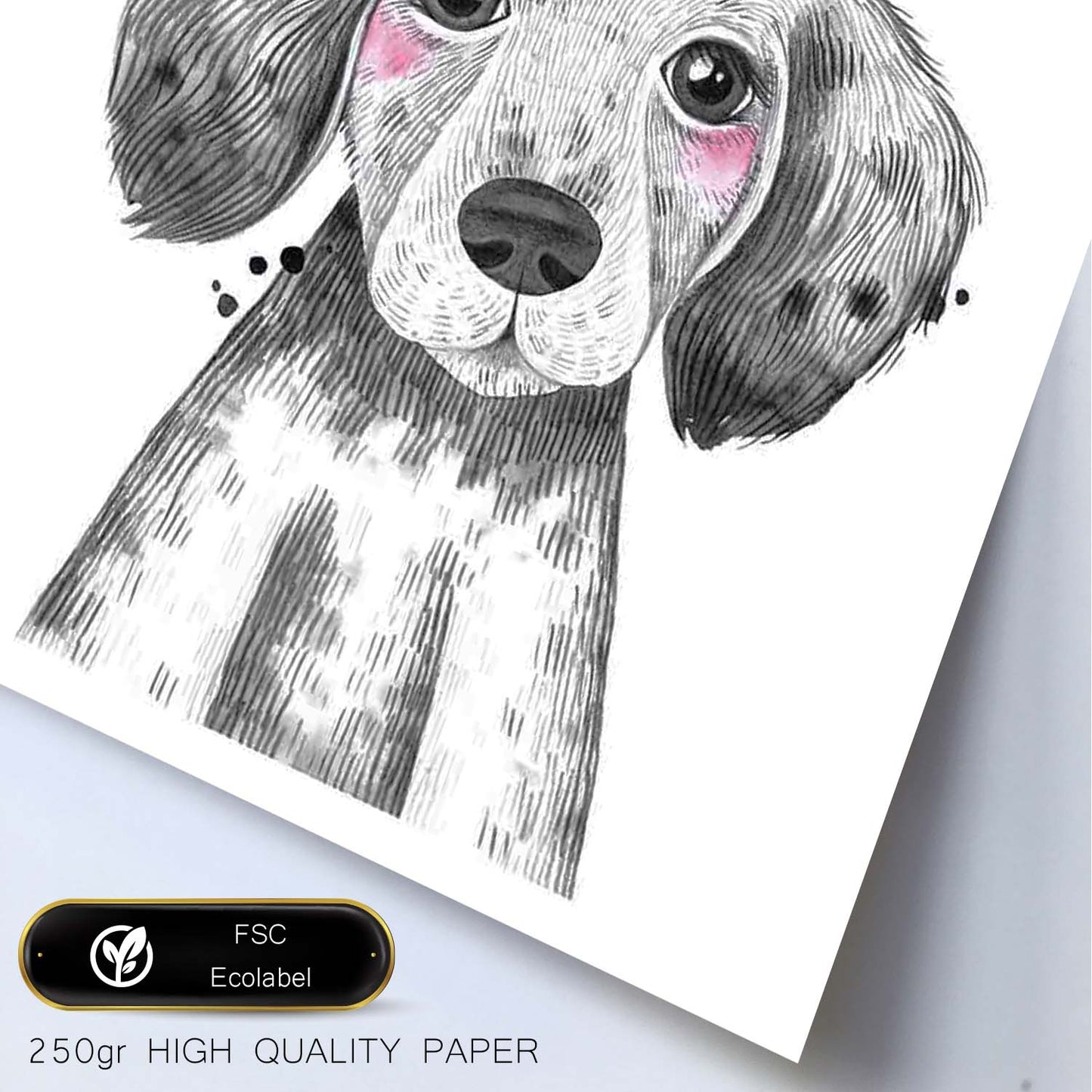 Lámina infantil Perro bebe con pañuelo y flor Poster animales infantiles-Artwork-Nacnic-Nacnic Estudio SL