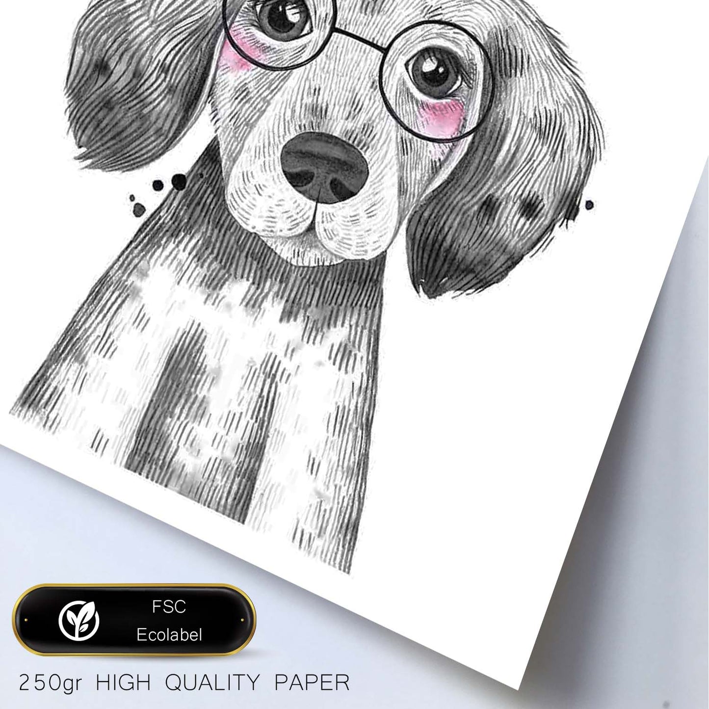 Lámina infantil Perro bebe con sombrero y gafas Poster animales infantiles-Artwork-Nacnic-Nacnic Estudio SL