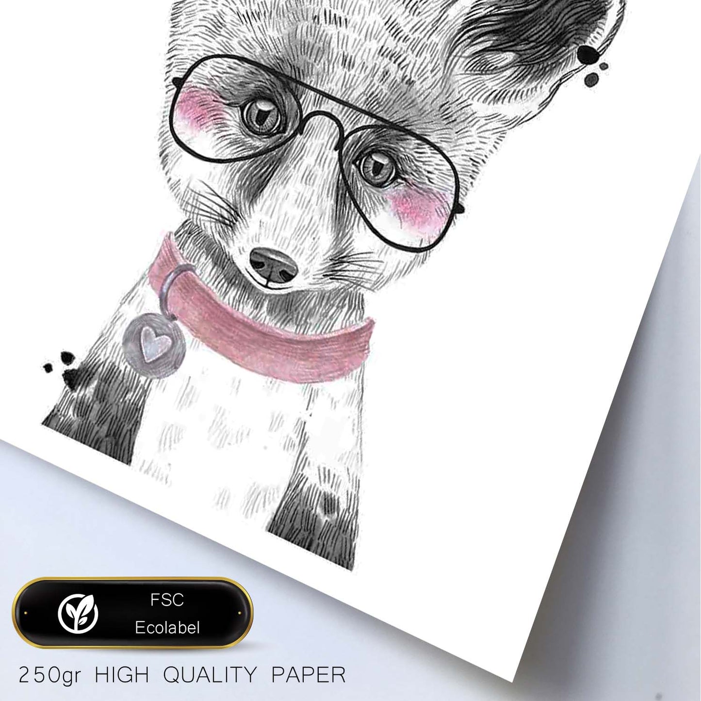Lámina infantil Zorro infantil con gafas y collar poster de animales infantiles-Artwork-Nacnic-Nacnic Estudio SL