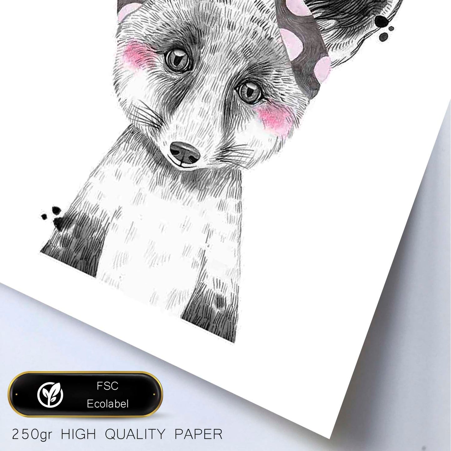 Lámina infantil Zorro infantil con pañuelo en la cabeza poster animales infantiles-Artwork-Nacnic-Nacnic Estudio SL