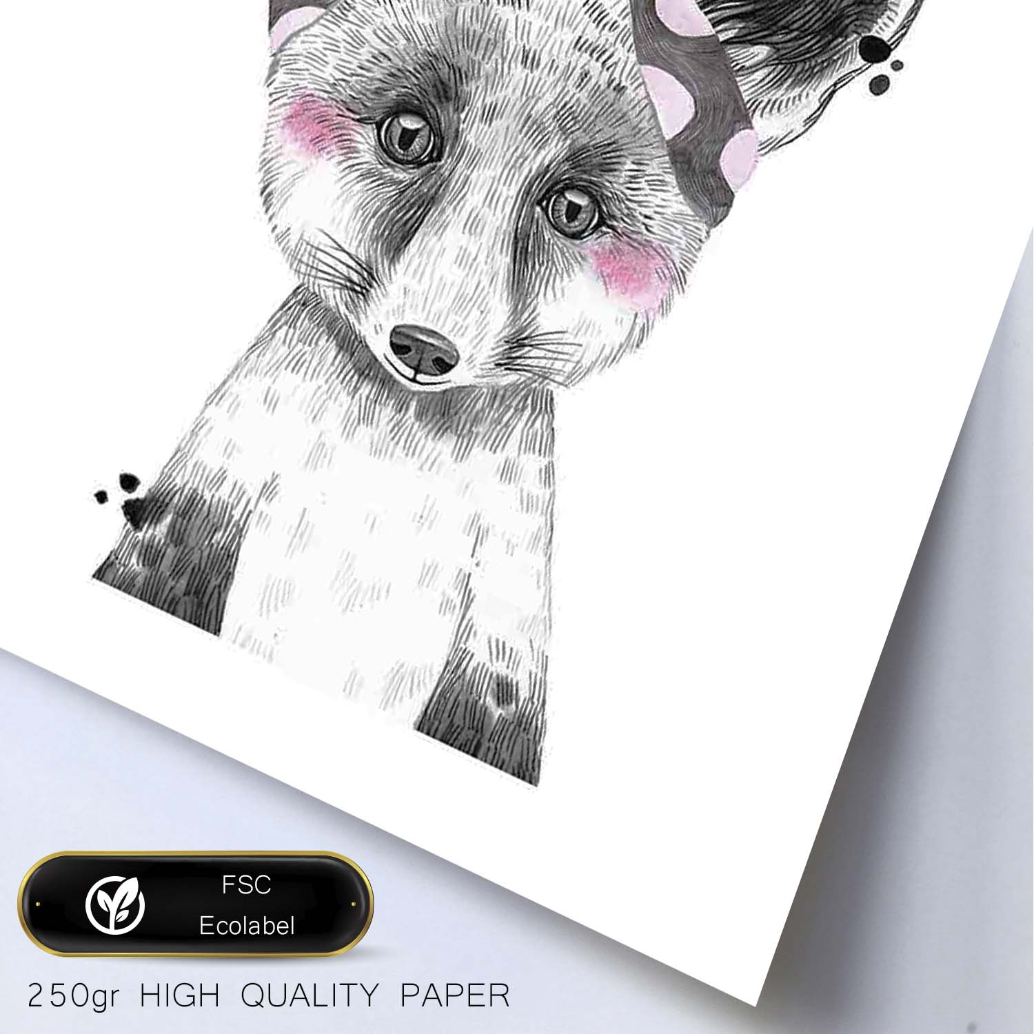 Lámina infantil Zorro infantil con pañuelo en la cabeza poster animales infantiles-Artwork-Nacnic-Nacnic Estudio SL