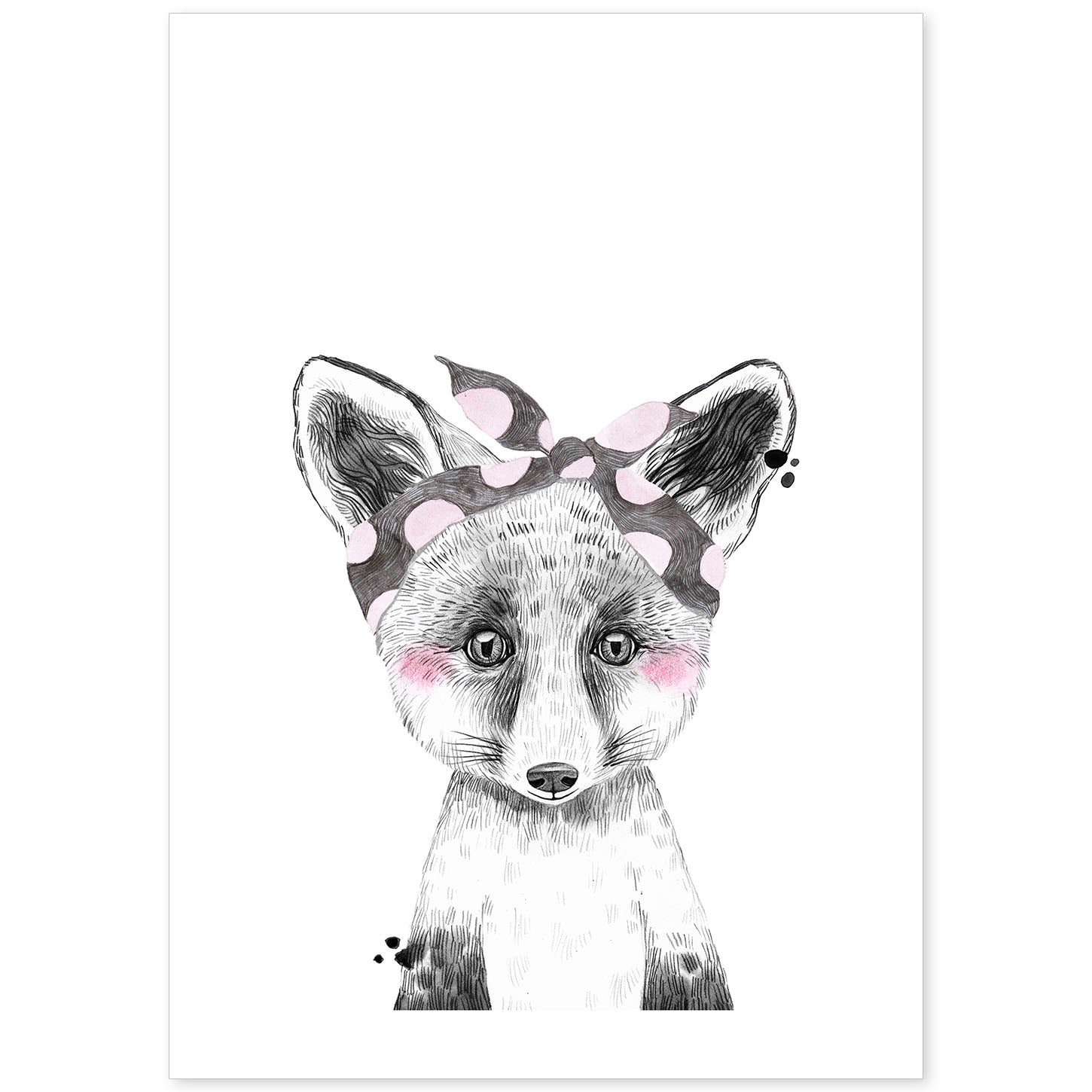 Lámina infantil Zorro infantil con pañuelo en la cabeza poster animales infantiles-Artwork-Nacnic-A4-Sin marco-Nacnic Estudio SL