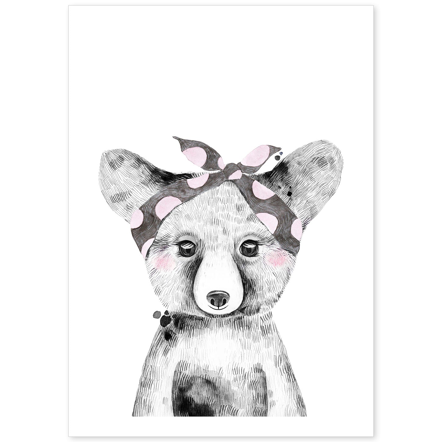 Lámina infantil Zorro infantil con pañuelo en la cabeza poster de animales infantiles-Artwork-Nacnic-A4-Sin marco-Nacnic Estudio SL