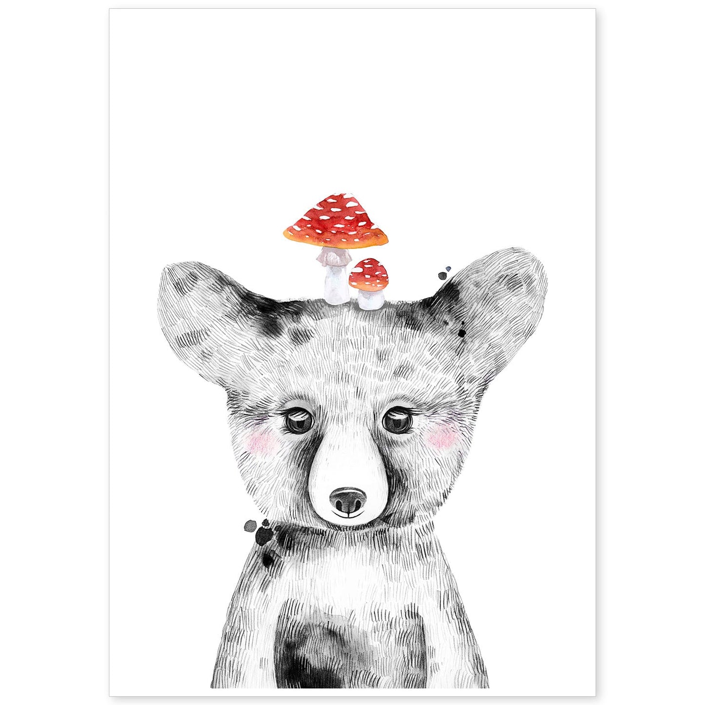 Lámina infantil Zorro infantil con setas poster animales infantiles-Artwork-Nacnic-A4-Sin marco-Nacnic Estudio SL