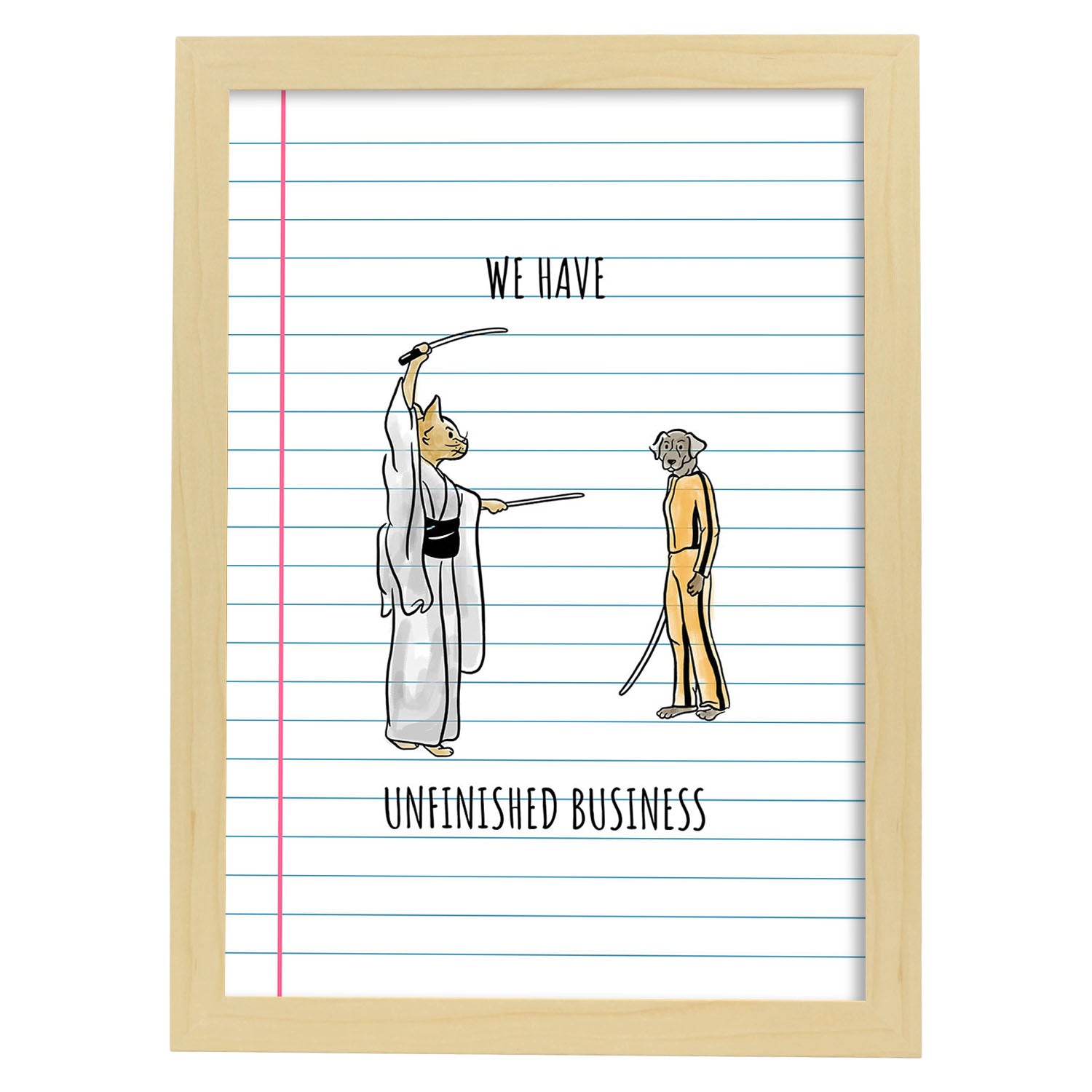 Lámina Kill Bill. Pósters con originales y divertidas referencias al cine.-Artwork-Nacnic-A3-Marco Madera clara-Nacnic Estudio SL