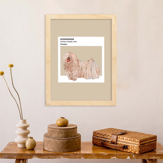 Lámina Komondor. Pósters con ilustraciones de razas de perro en tonos cálidos y pastel.-Artwork-Nacnic-Nacnic Estudio SL