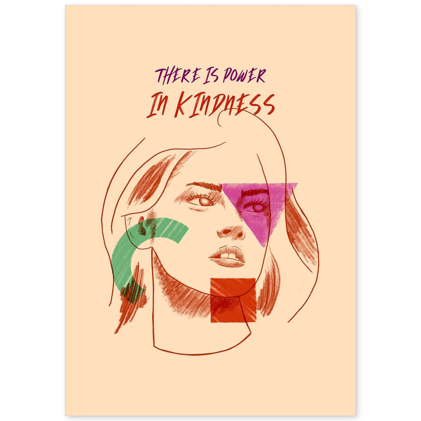 Lámina La bondad es poder. Pósters con mensaje. Bocetos de bustos minimalistas y coloridos.-Artwork-Nacnic-A4-Sin marco-Nacnic Estudio SL