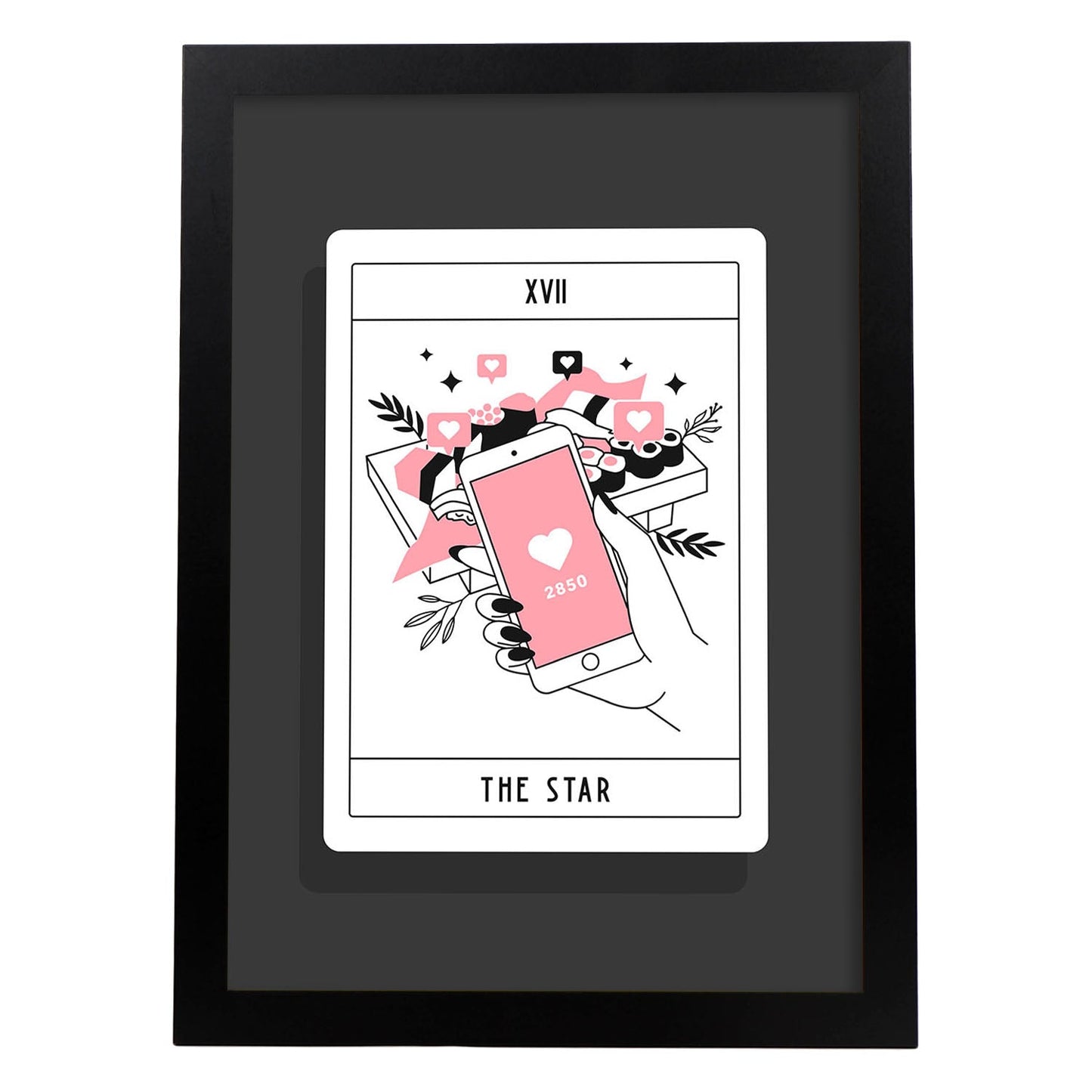 Lámina La estrella. Pósters con originales ilustraciones de las cartas Tarot.-Artwork-Nacnic-A3-Marco Negro-Nacnic Estudio SL