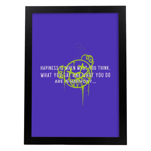Lámina La felicidad es. Pósters con ilustraciones minimalistas y coloridas de graffiti.-Artwork-Nacnic-A4-Marco Negro-Nacnic Estudio SL