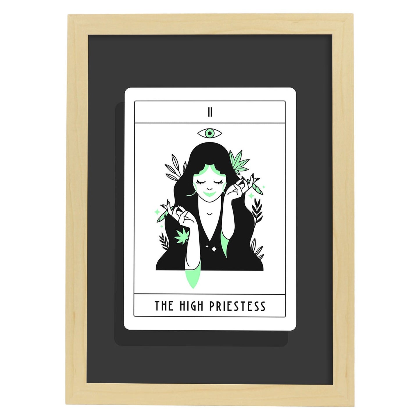 Lámina La fuma sacerdotisa. Pósters con originales ilustraciones de las cartas Tarot.-Artwork-Nacnic-A3-Marco Madera clara-Nacnic Estudio SL