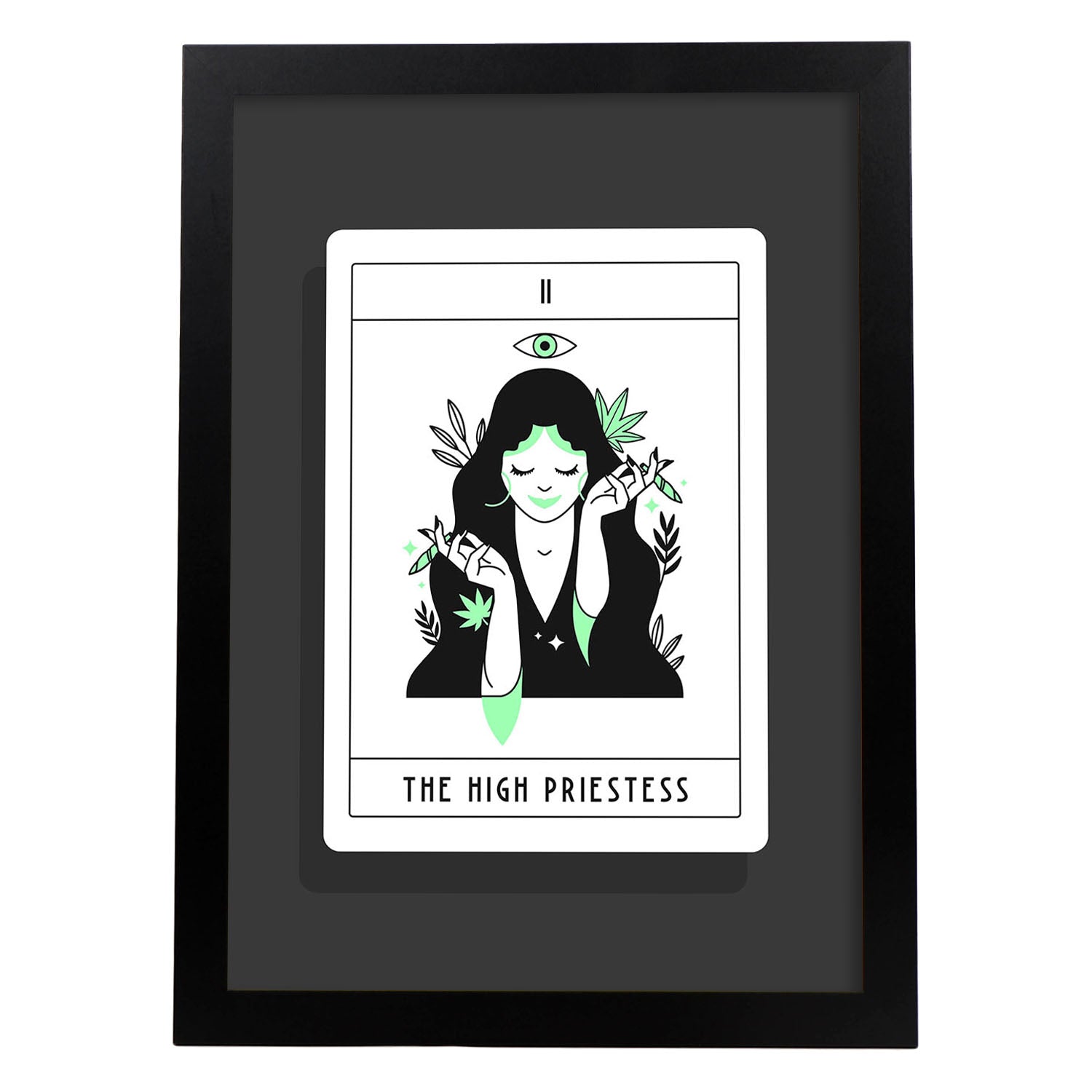 Lámina La fuma sacerdotisa. Pósters con originales ilustraciones de las cartas Tarot.-Artwork-Nacnic-A3-Marco Negro-Nacnic Estudio SL