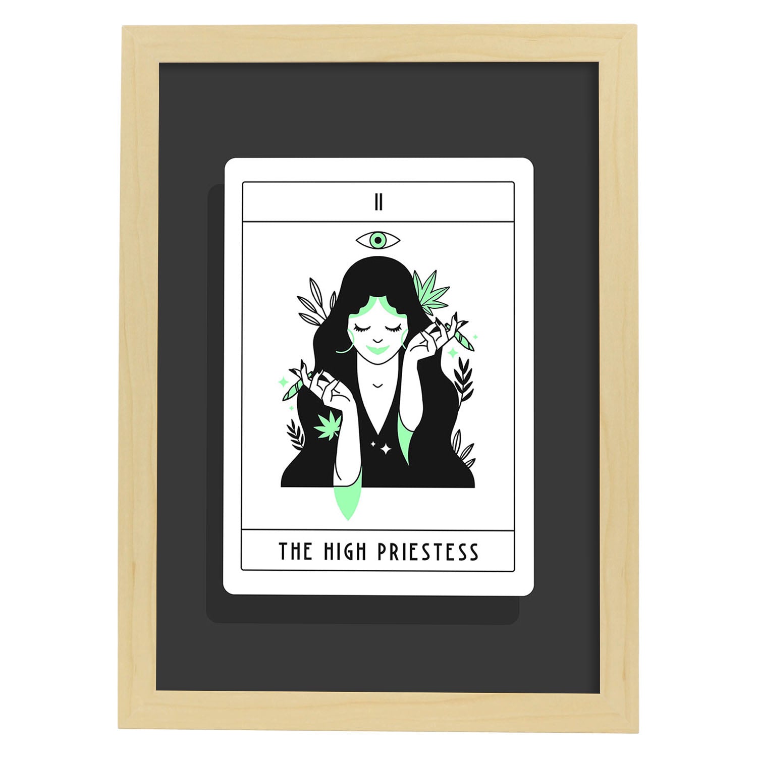 Lámina La fuma sacerdotisa. Pósters con originales ilustraciones de las cartas Tarot.-Artwork-Nacnic-A4-Marco Madera clara-Nacnic Estudio SL