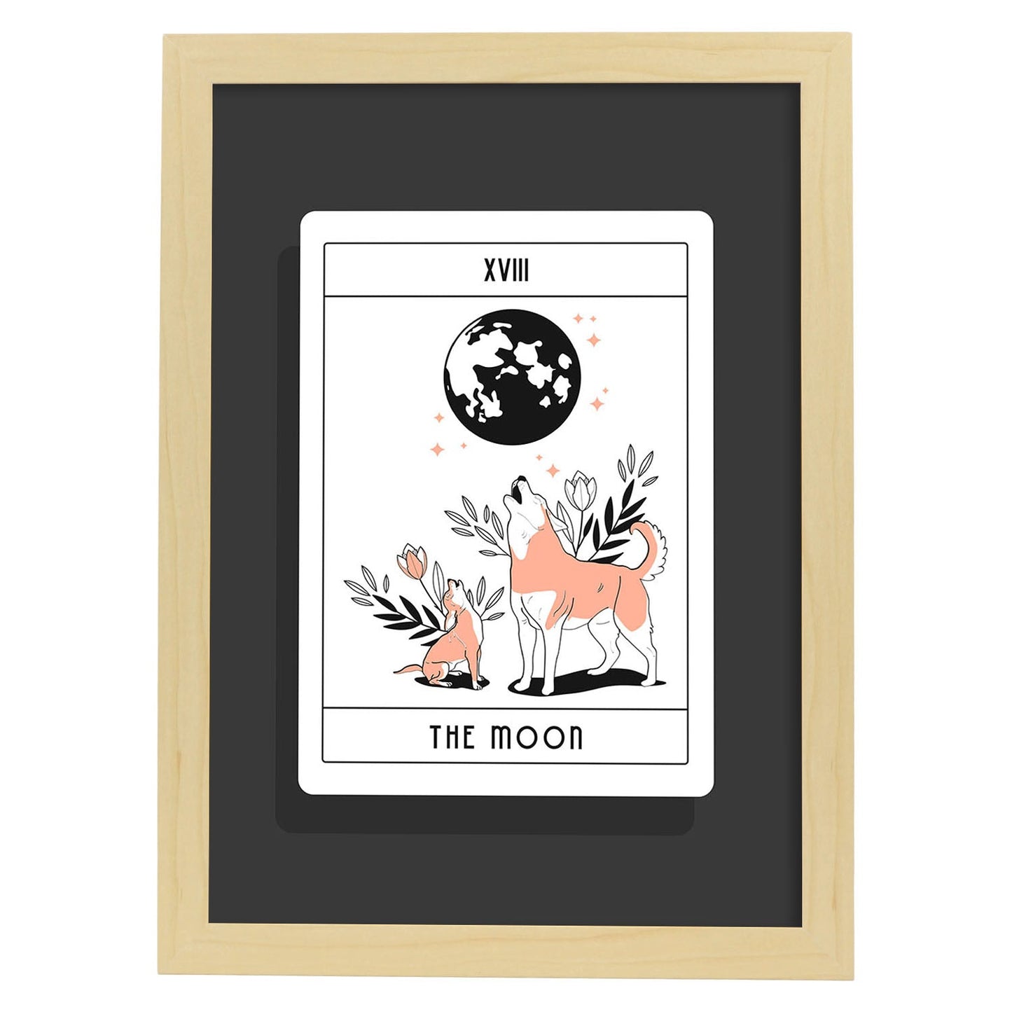 Lámina La luna. Pósters con originales ilustraciones de las cartas Tarot.-Artwork-Nacnic-A3-Marco Madera clara-Nacnic Estudio SL