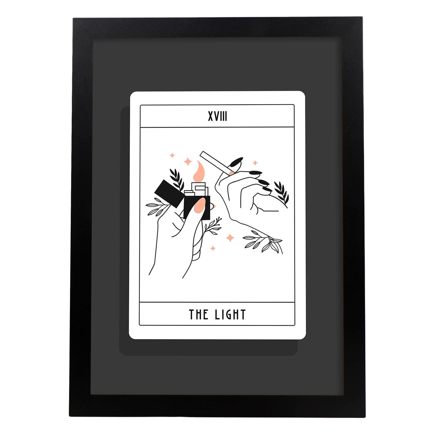 Lámina La luz. Pósters con originales ilustraciones de las cartas Tarot.-Artwork-Nacnic-A3-Marco Negro-Nacnic Estudio SL