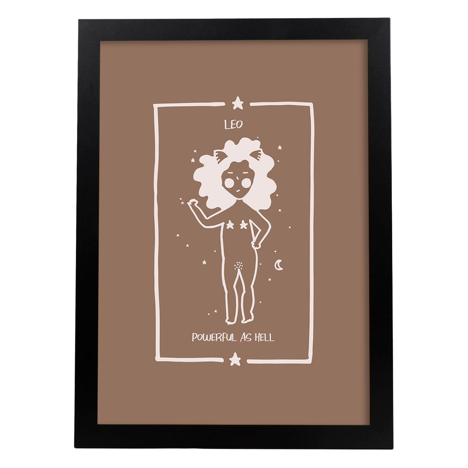 Lámina Leo. Pósters con ilustraciones femeninas de los signos del zodíaco.-Artwork-Nacnic-A3-Marco Negro-Nacnic Estudio SL