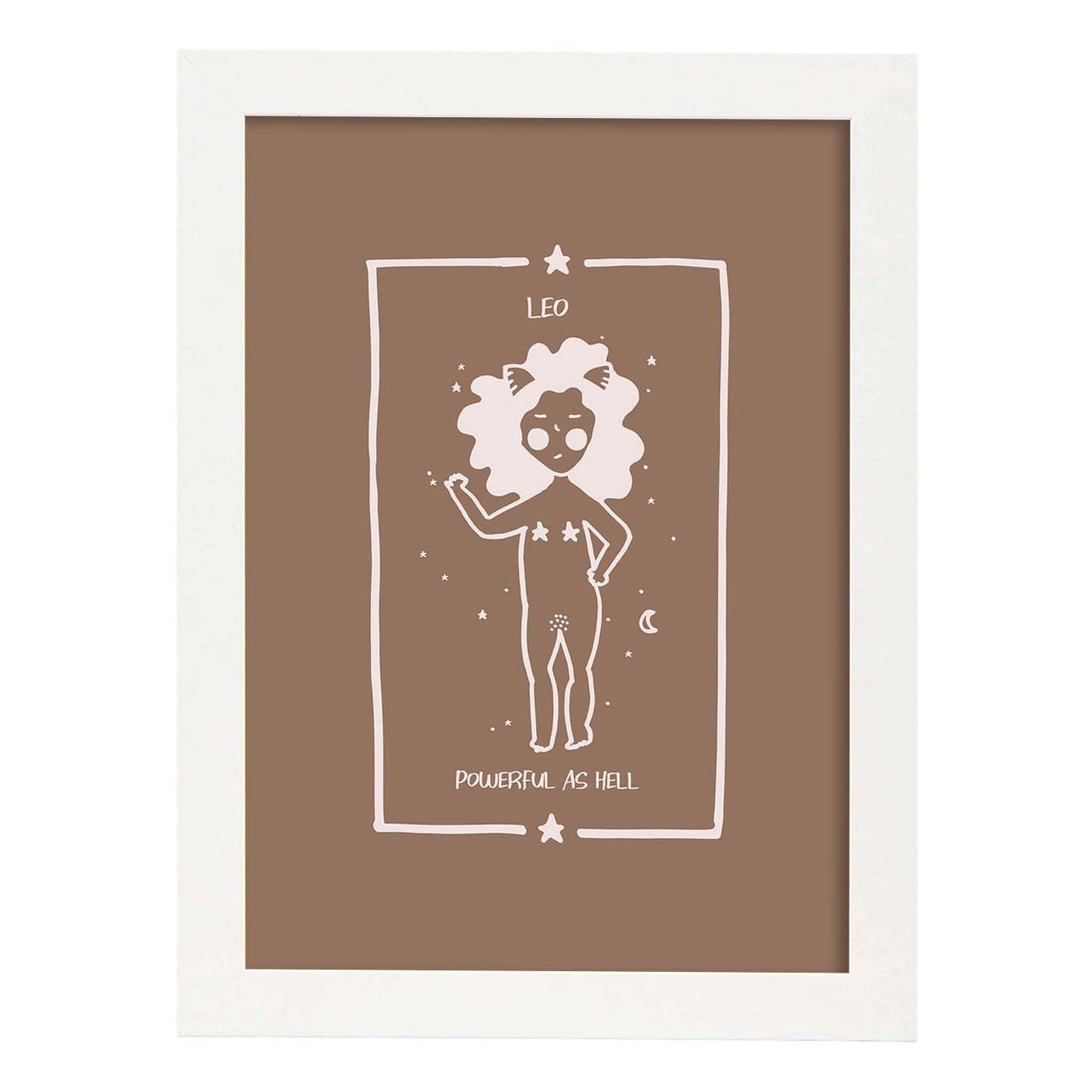 Lámina Leo. Pósters con ilustraciones femeninas de los signos del zodíaco.-Artwork-Nacnic-A4-Marco Blanco-Nacnic Estudio SL